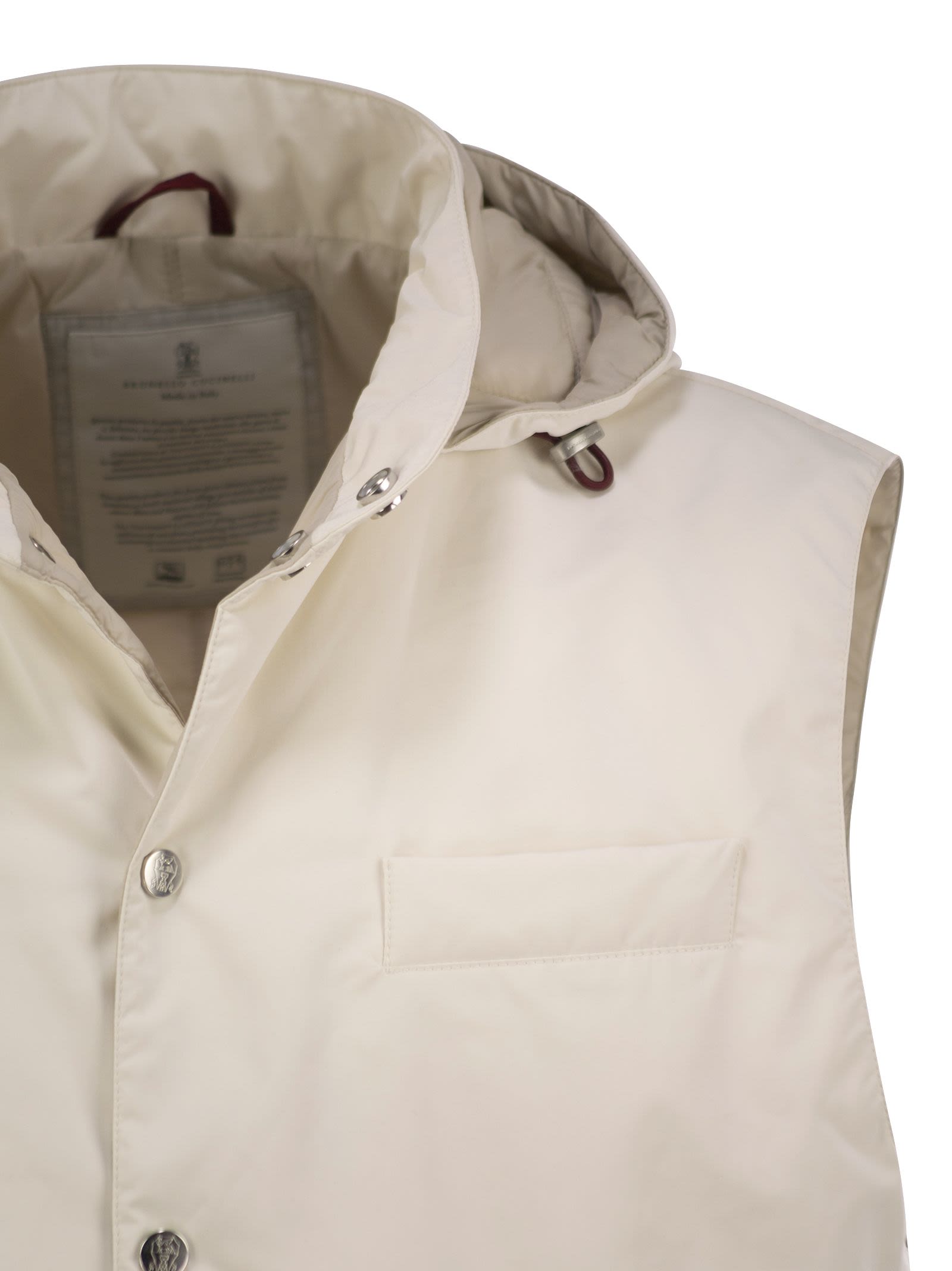 Brunello Cucinelli Men Water-Repellent Microfiber Vest With Thermore® Padding And Detachable Hood