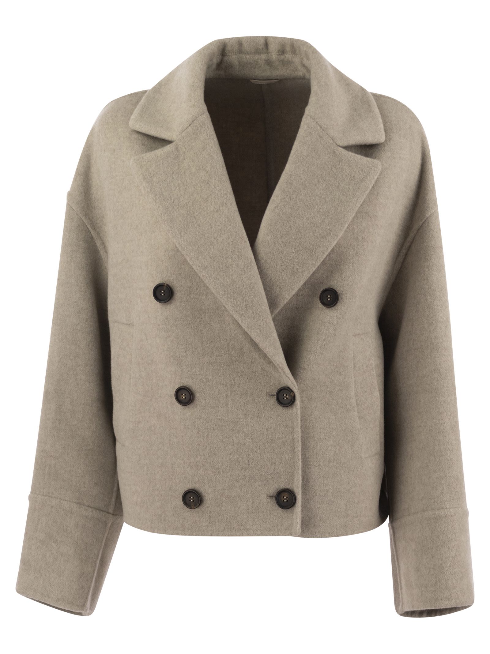 Brunello Cucinelli Women Double-Breasted Wool And Cashmere Short Coat
