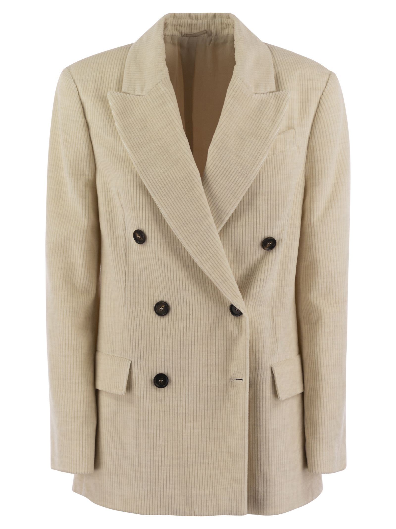 Brunello Cucinelli Women Viscose And Cotton Corduroy Jacket With Necklace