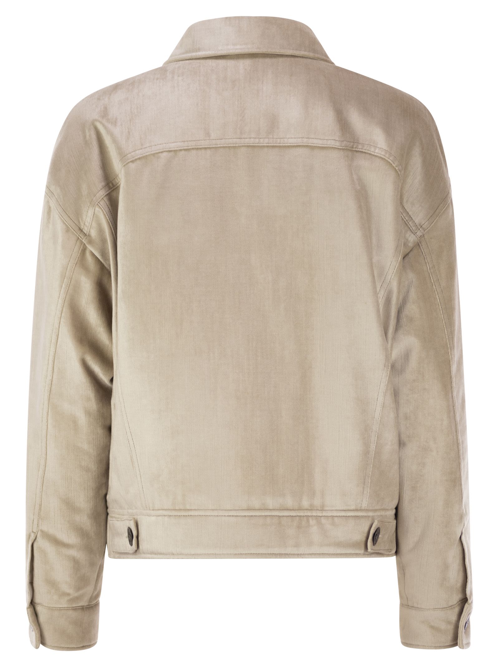 Brunello Cucinelli Women Four-Pocket Jacket In Cotton And Viscose Velvet Sleek With Thermore® Padding And Shiny Tab