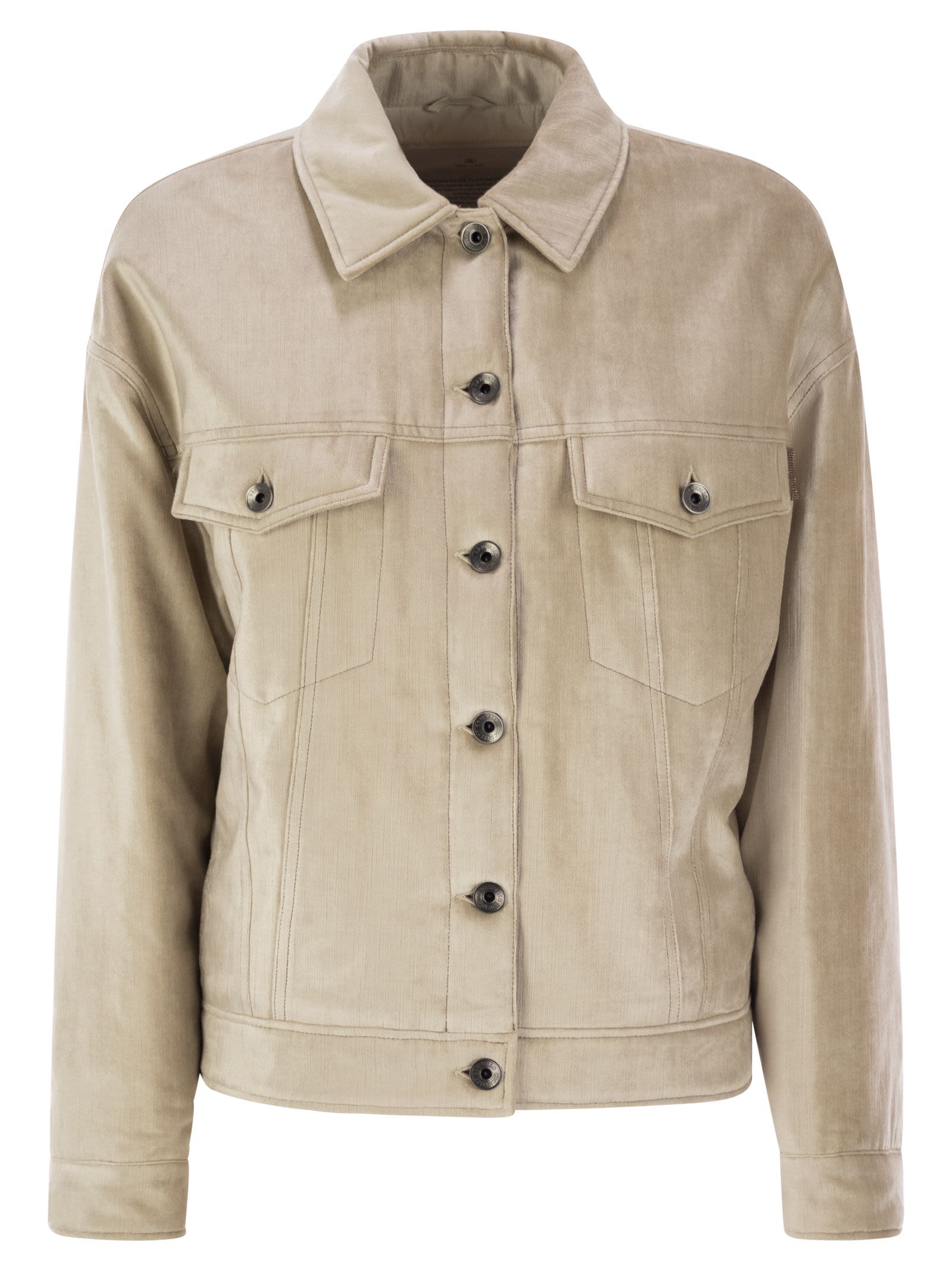 Brunello Cucinelli Women Four-Pocket Jacket In Cotton And Viscose Velvet Sleek With Thermore® Padding And Shiny Tab