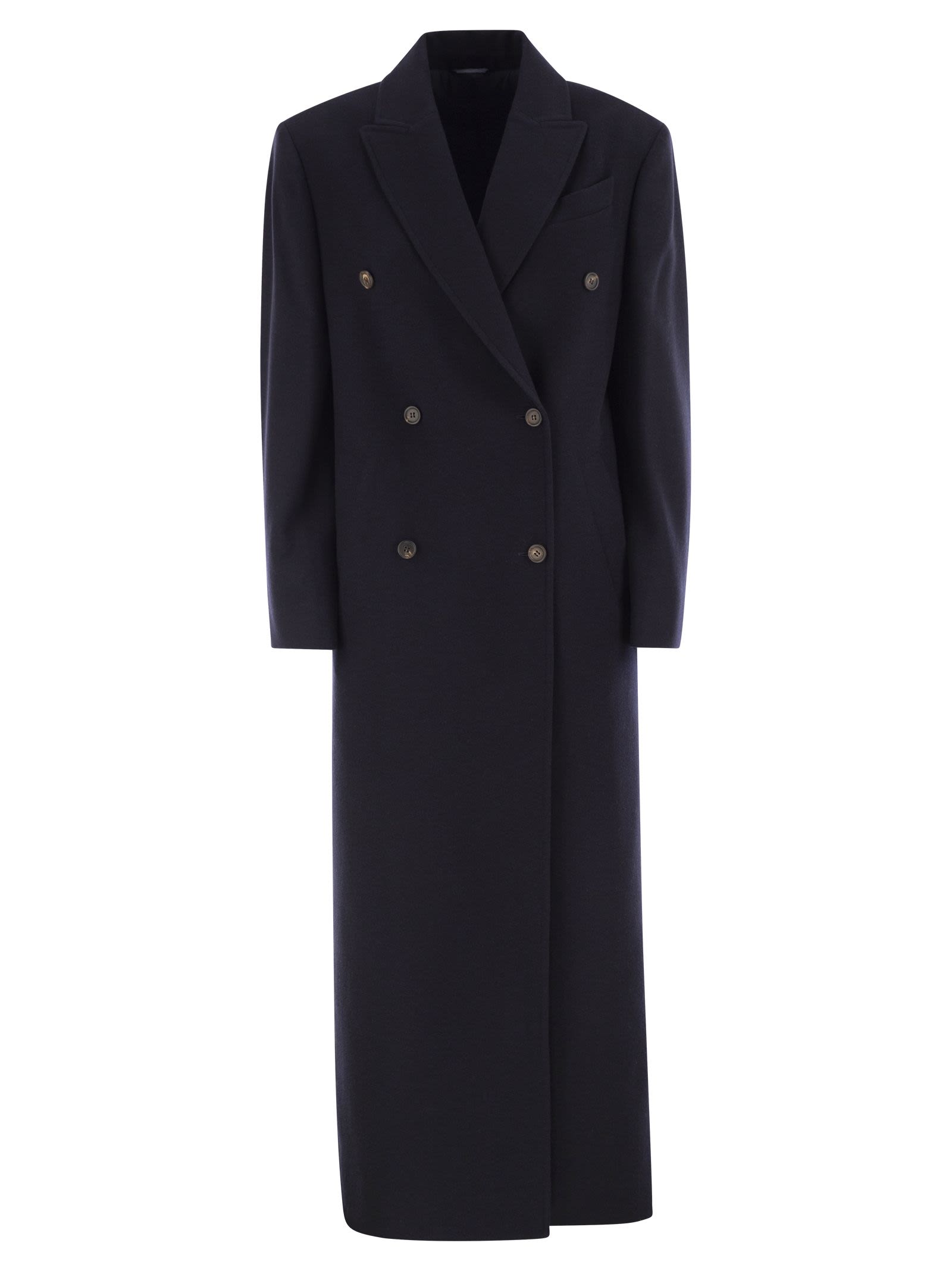 Brunello Cucinelli Women Long Wool Coat With Jewellery