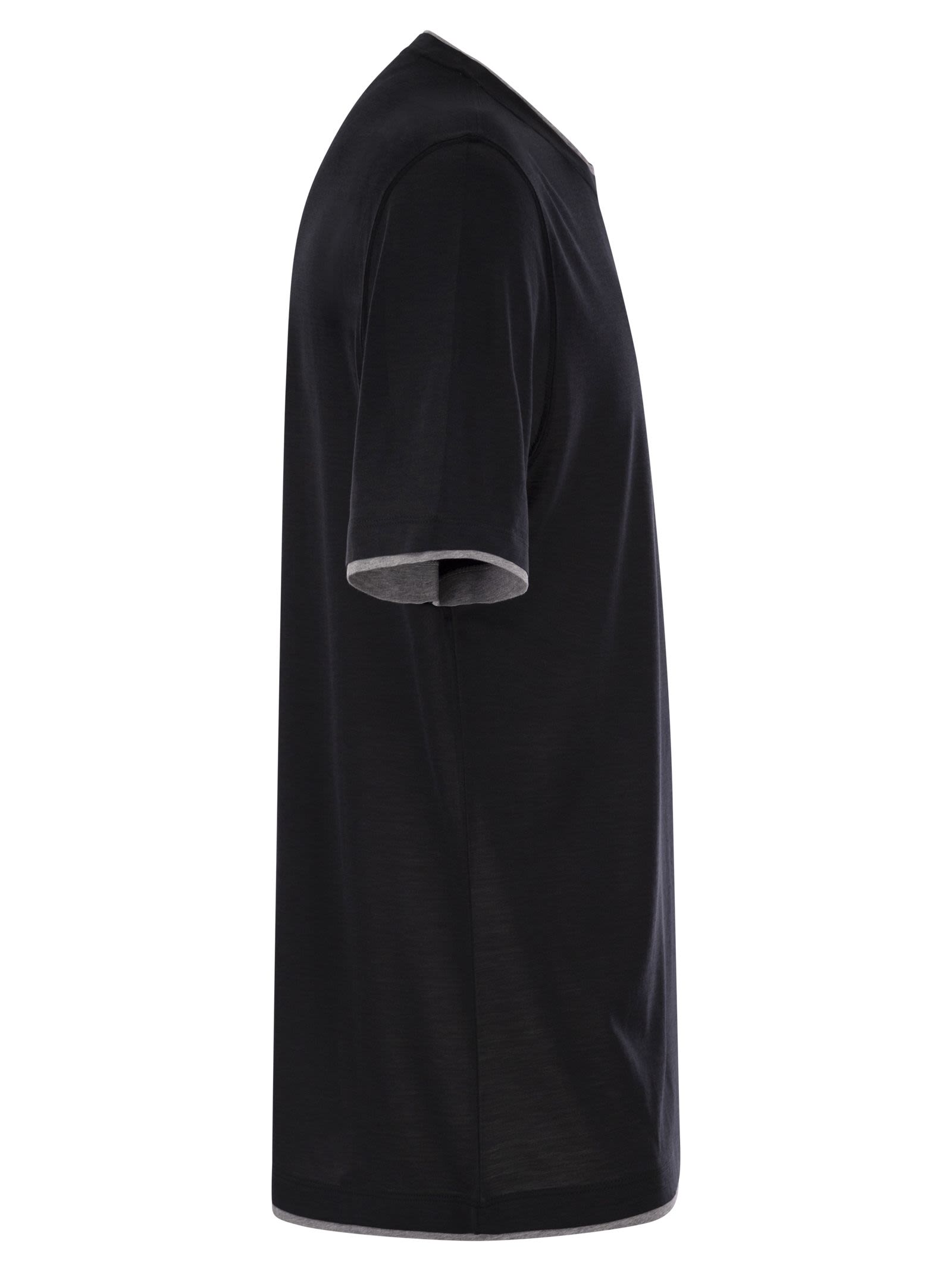 Brunello Cucinelli Men Silk And Cotton T-Shirt