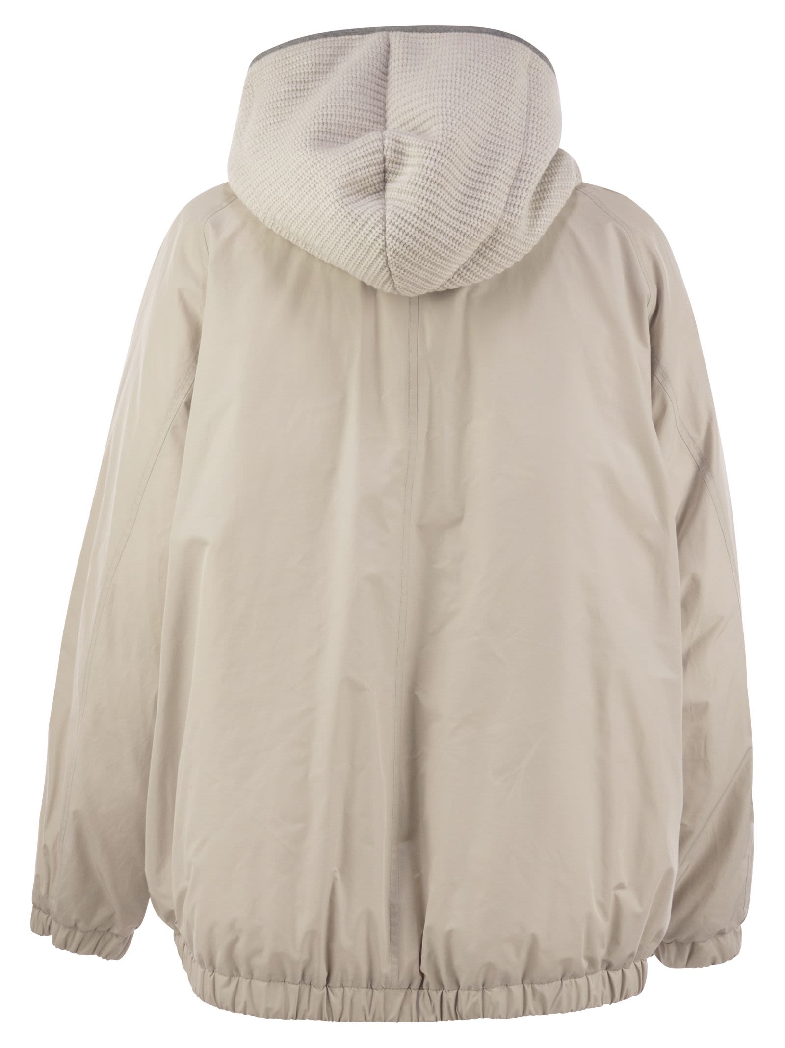 Brunello Cucinelli Women Water-Repellent Techno Cotton Taffeta Down Jacket With Hood