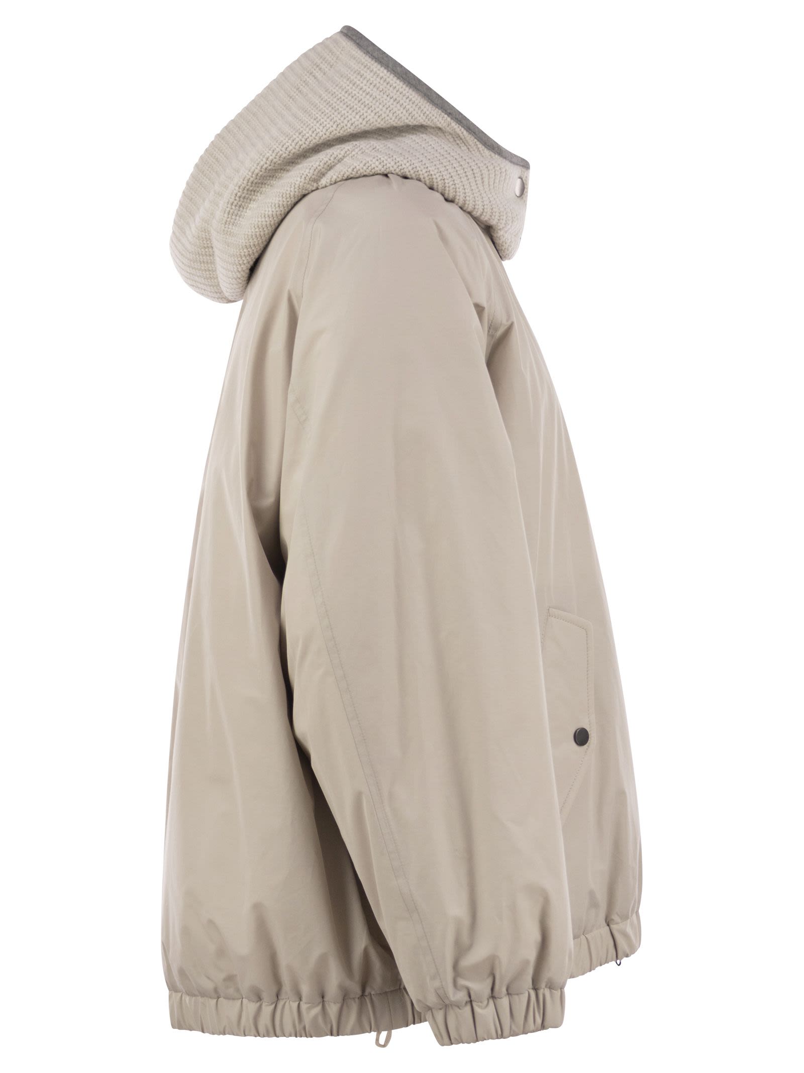 Brunello Cucinelli Women Water-Repellent Techno Cotton Taffeta Down Jacket With Hood