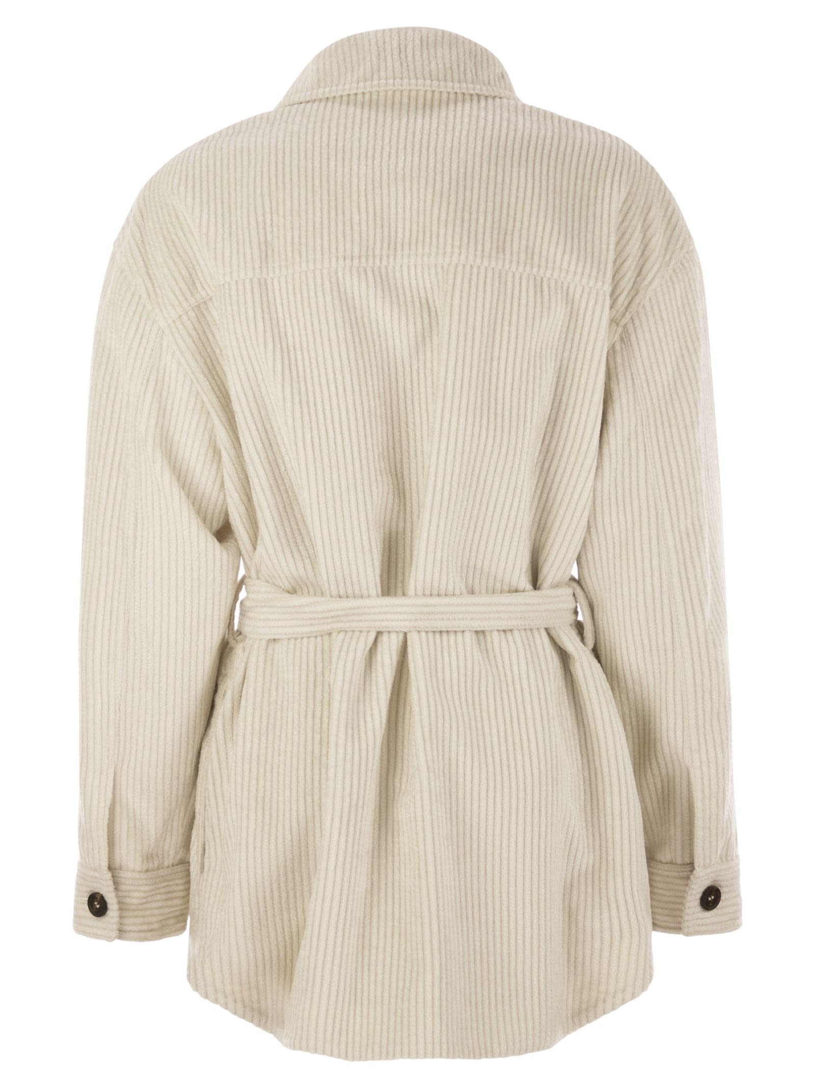 Brunello Cucinelli Women Corduroy Safari-Style Jacket With Jewellery