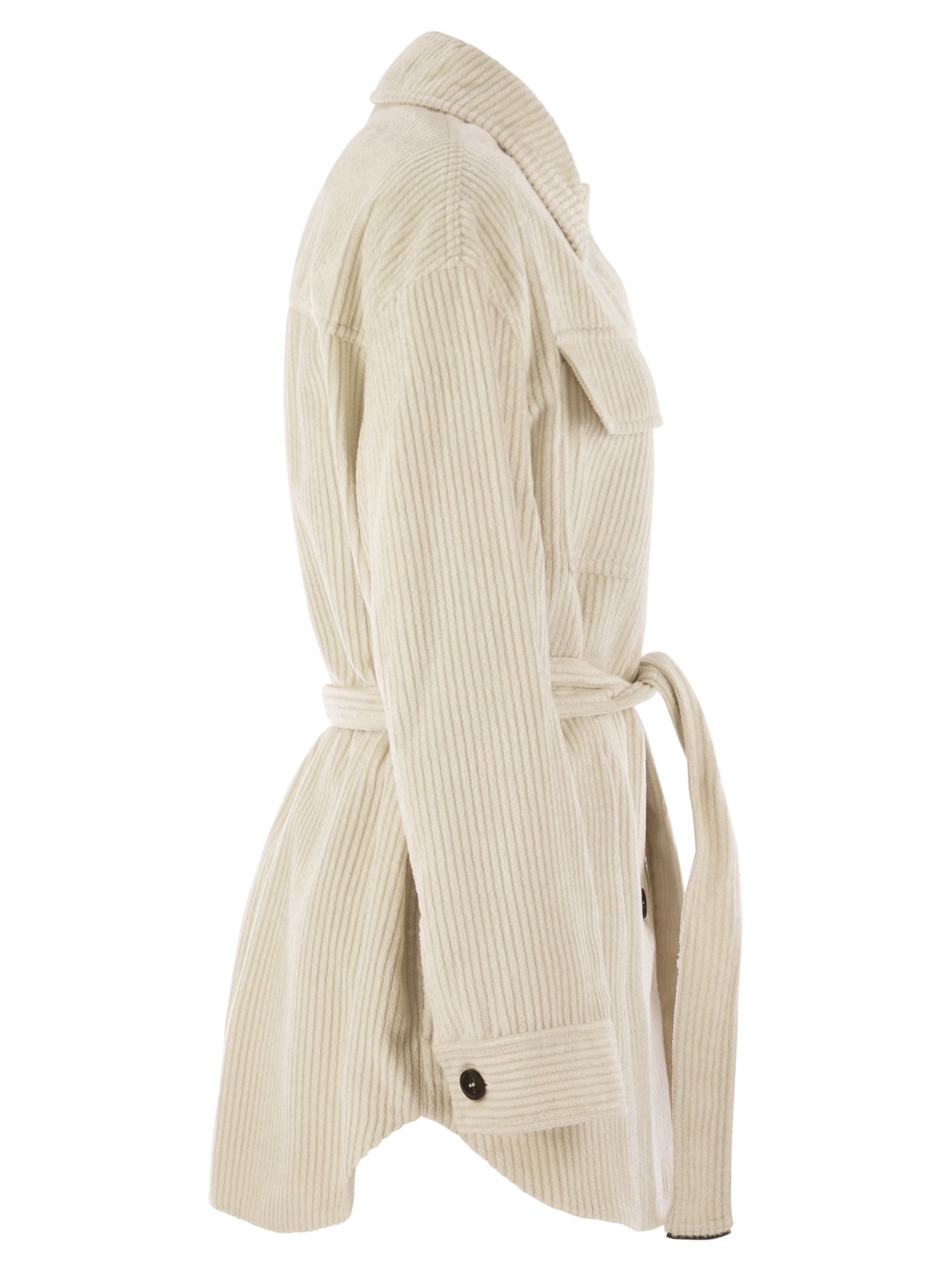 Brunello Cucinelli Women Corduroy Safari-Style Jacket With Jewellery