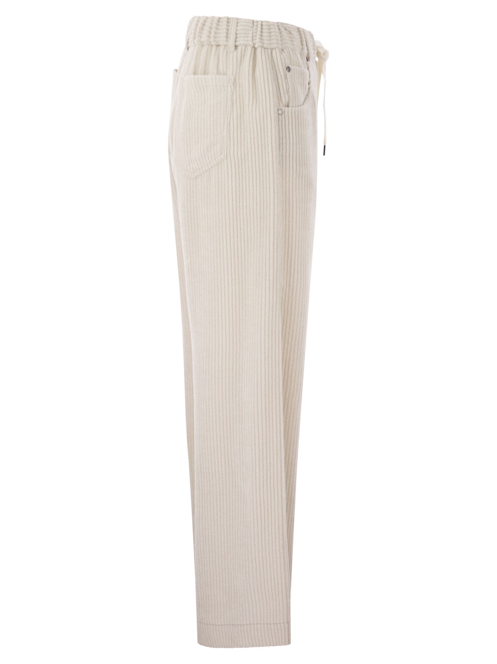 Brunello Cucinelli Women Fluid Corduroy Trousers With Jewellery