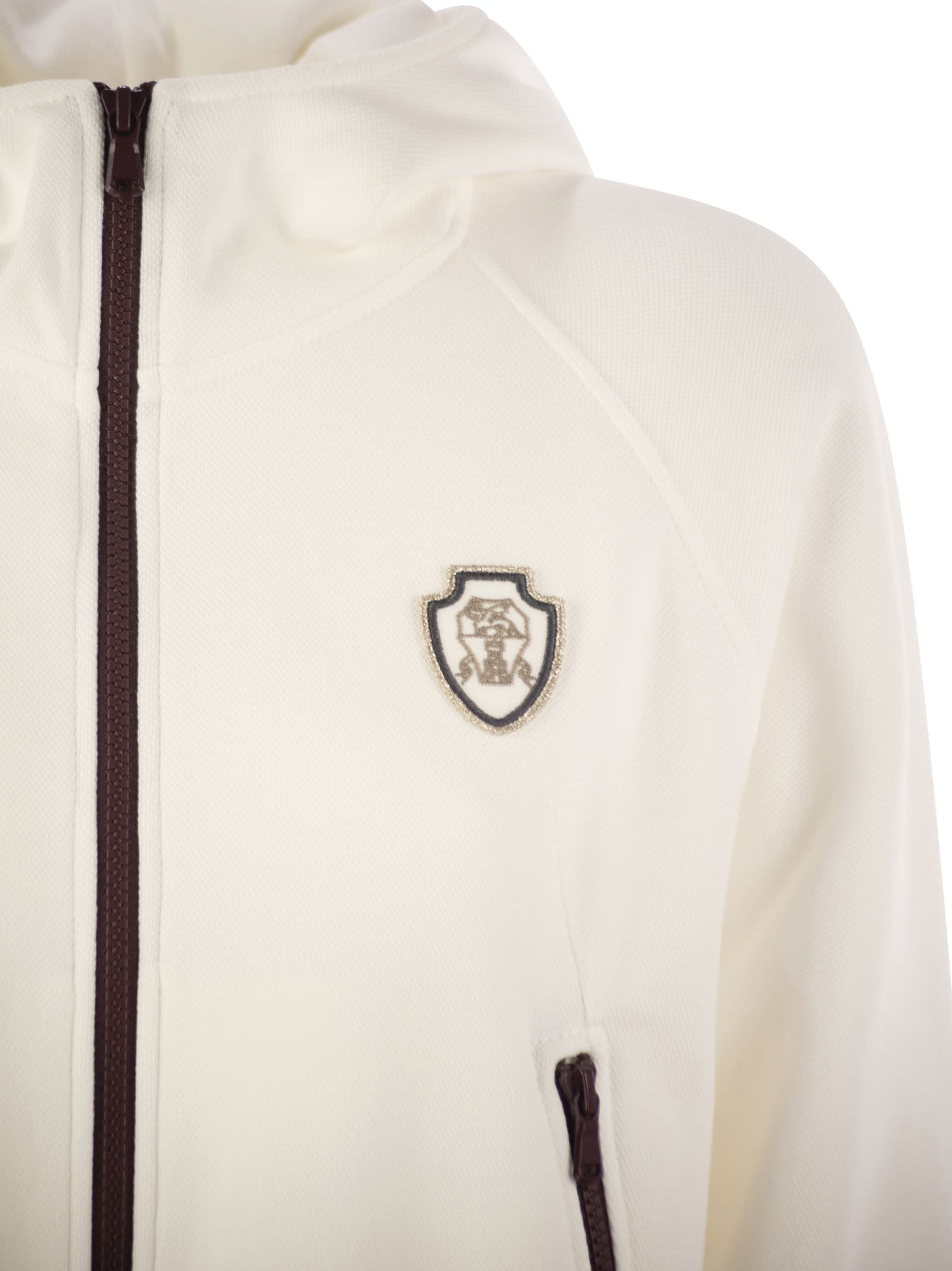 Brunello Cucinelli Women Hooded Techno Cotton Pique Topwear With Logo