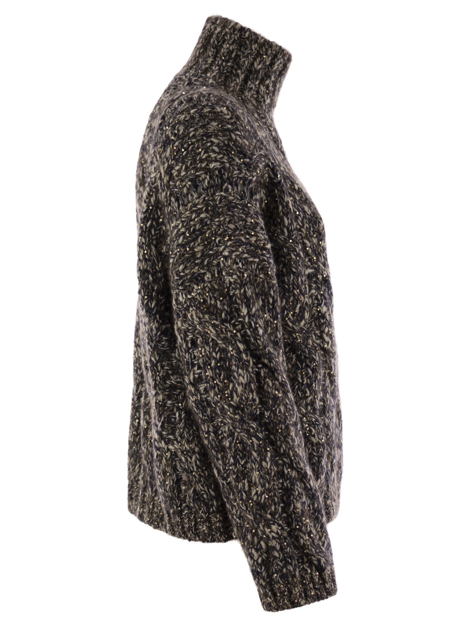 Brunello Cucinelli Women Soft Wool, Cashmere And Mohair Turtleneck Sweater With Braided Design