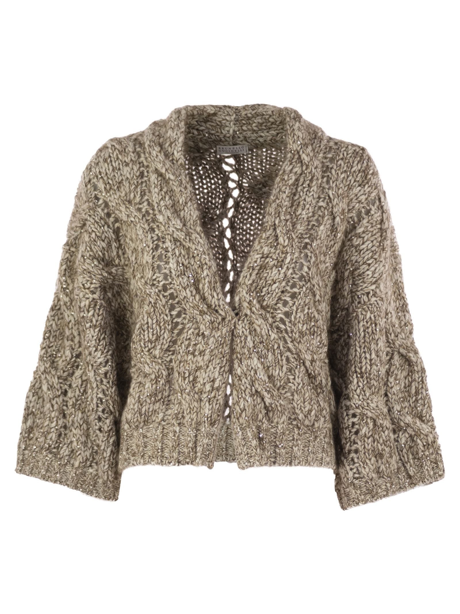 Brunello Cucinelli Women Dazzling Chiné Cardigan In Soft Wool, Cashmere And Braided Mohair