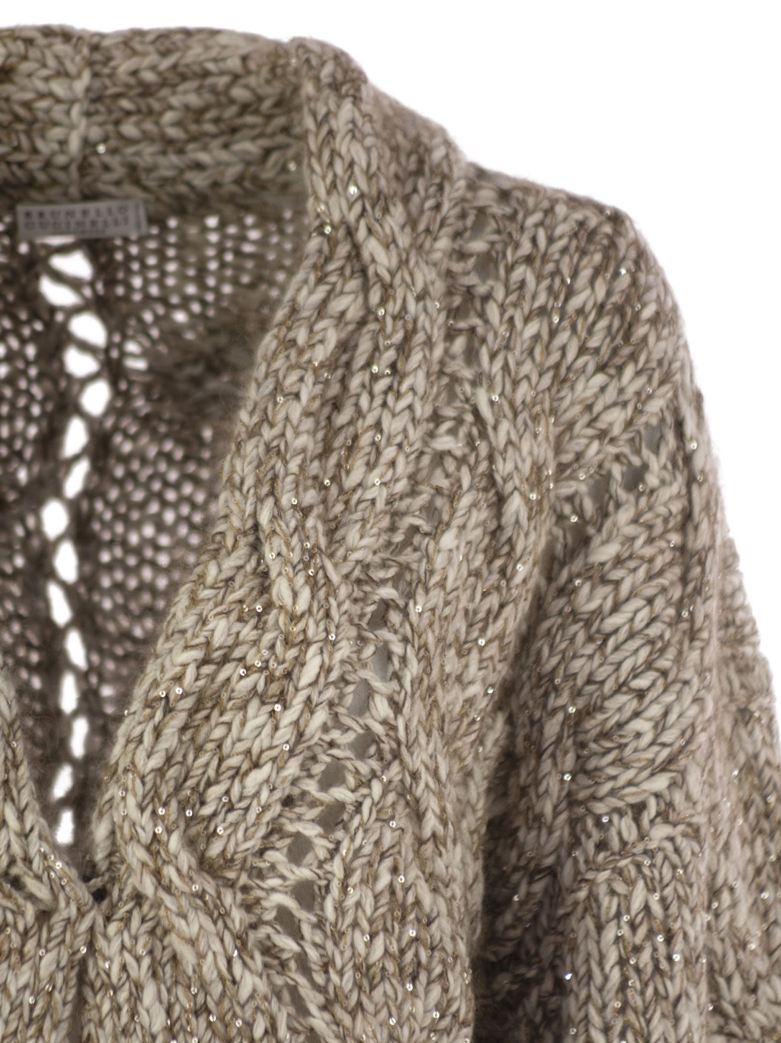 Brunello Cucinelli Women Dazzling Chiné Cardigan In Soft Wool, Cashmere And Braided Mohair