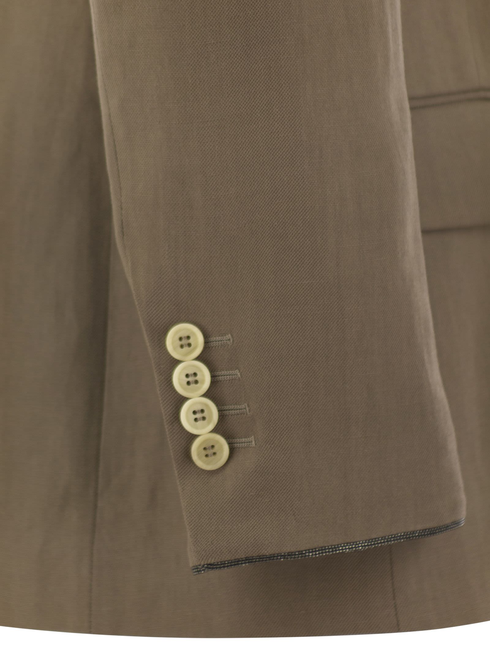 Brunello Cucinelli Women Fluid Viscose And Linen Twill Jacket With Shiny Cuffs