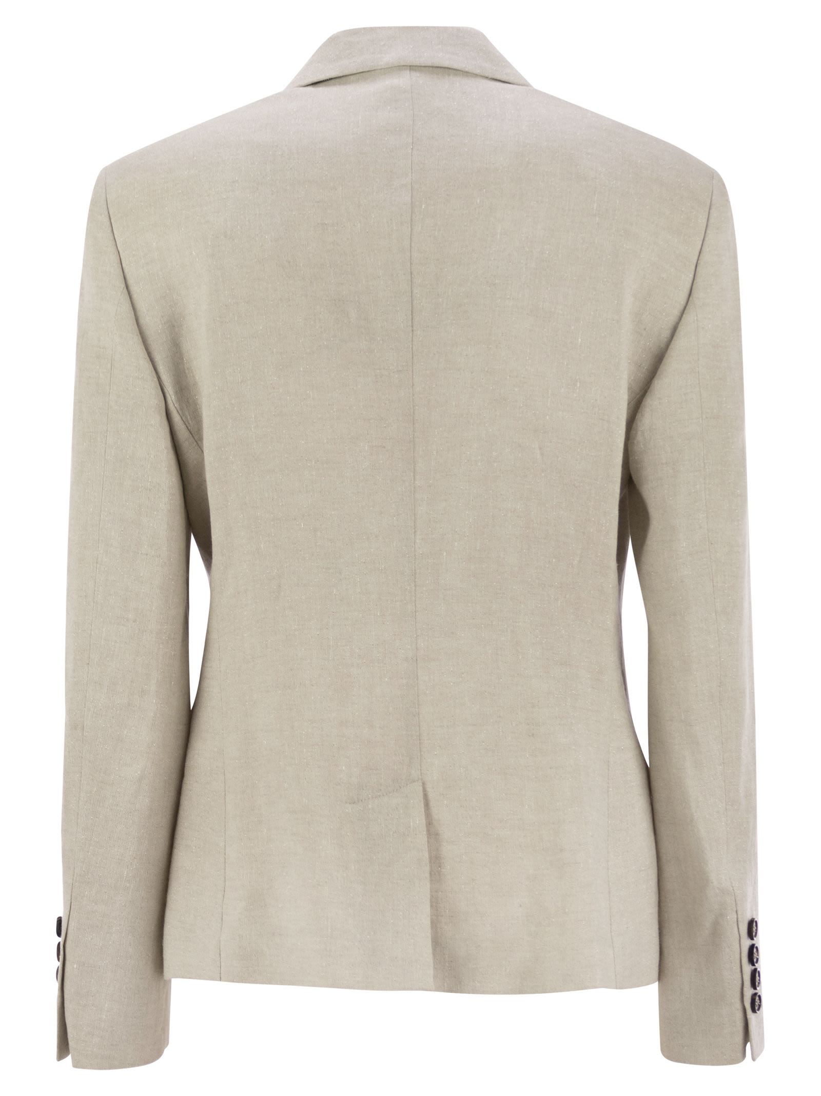 Brunello Cucinelli Women Sparkling Linen Canvas Jacket With Jewellery