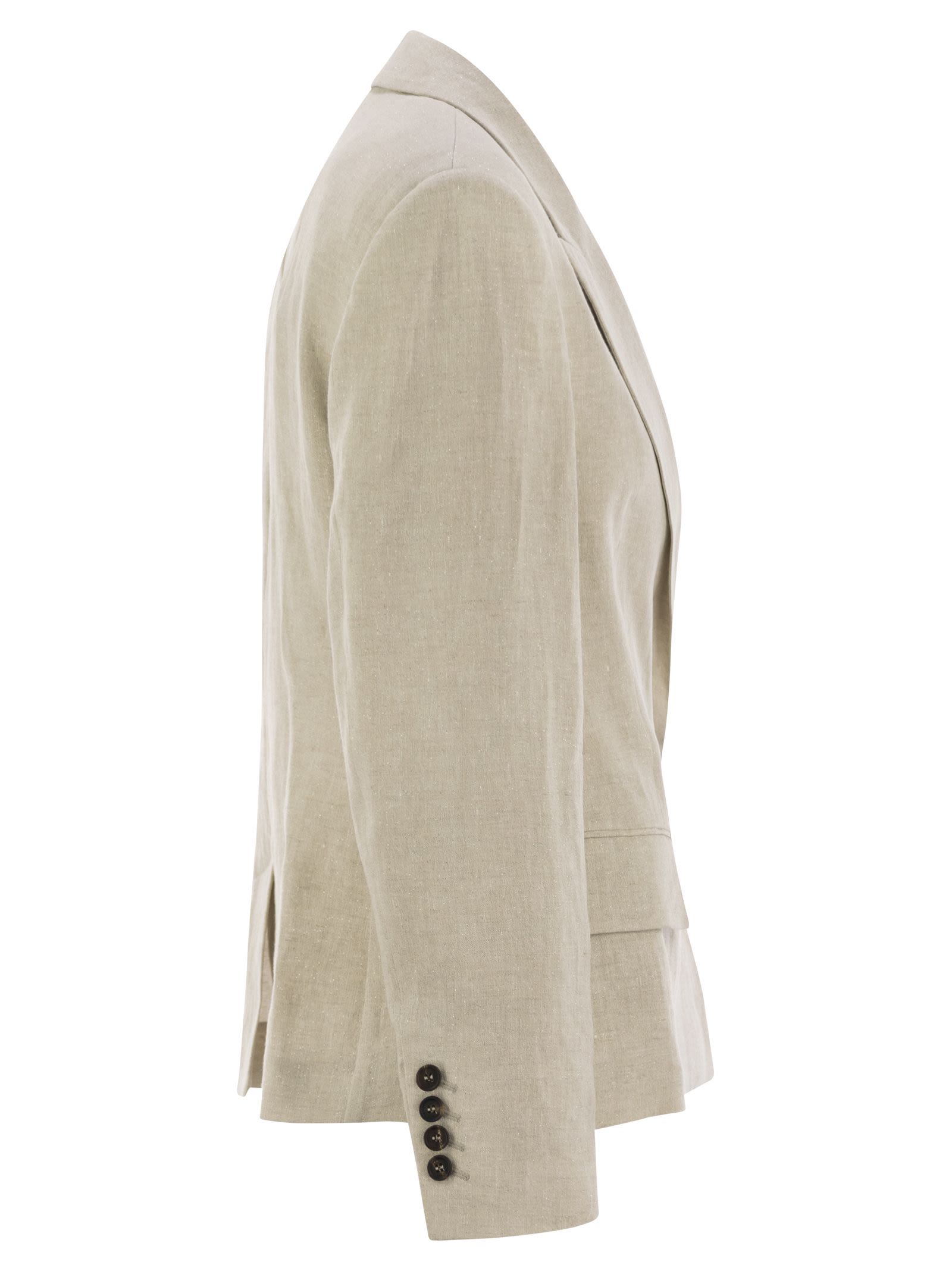 Brunello Cucinelli Women Sparkling Linen Canvas Jacket With Jewellery
