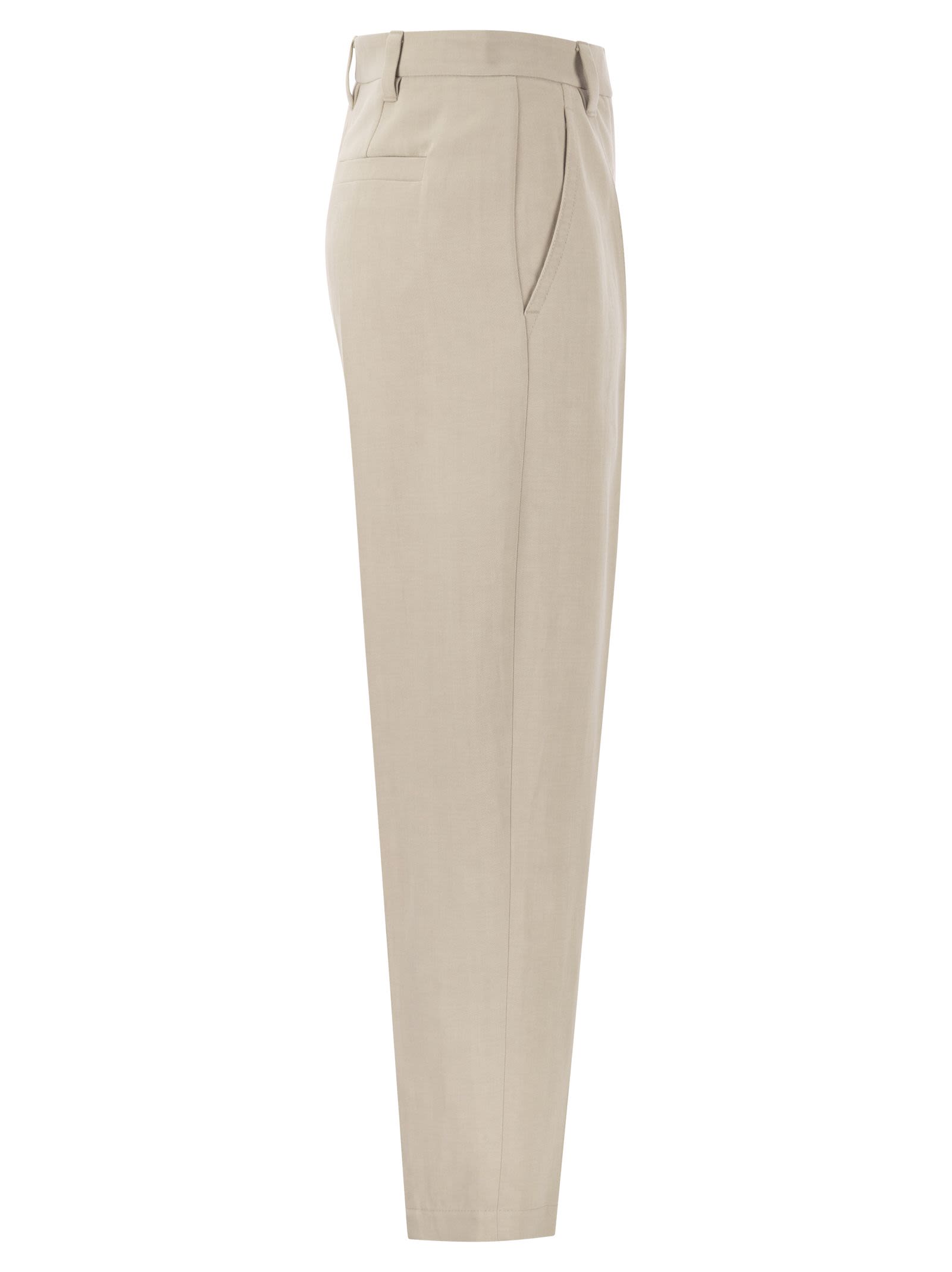 Brunello Cucinelli Women Curved Viscose And Linen Trousers