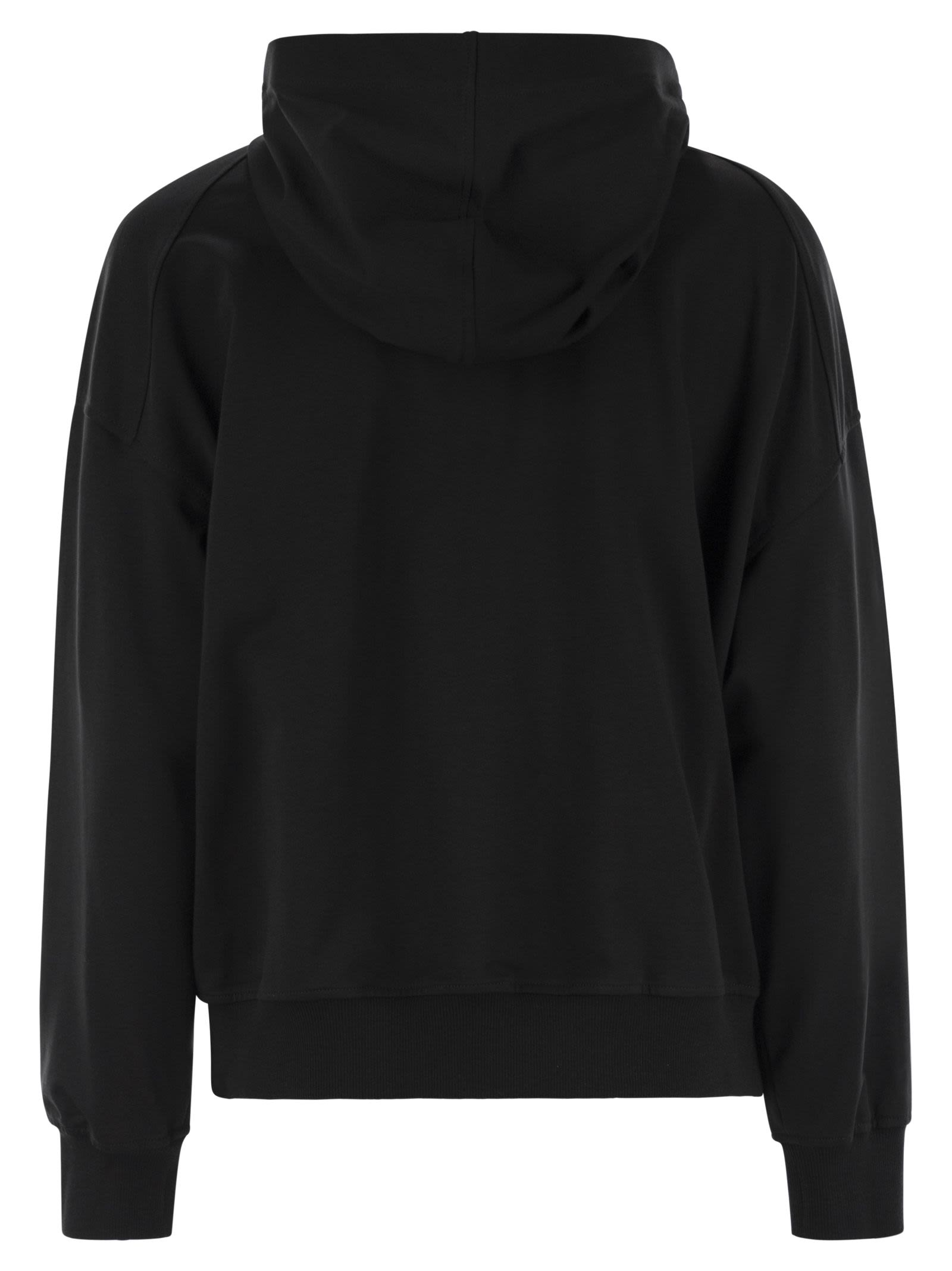 Brunello Cucinelli Women Lightweight Stretch Cotton Fleece Topwear With Zip, Hood And Shiny Trims