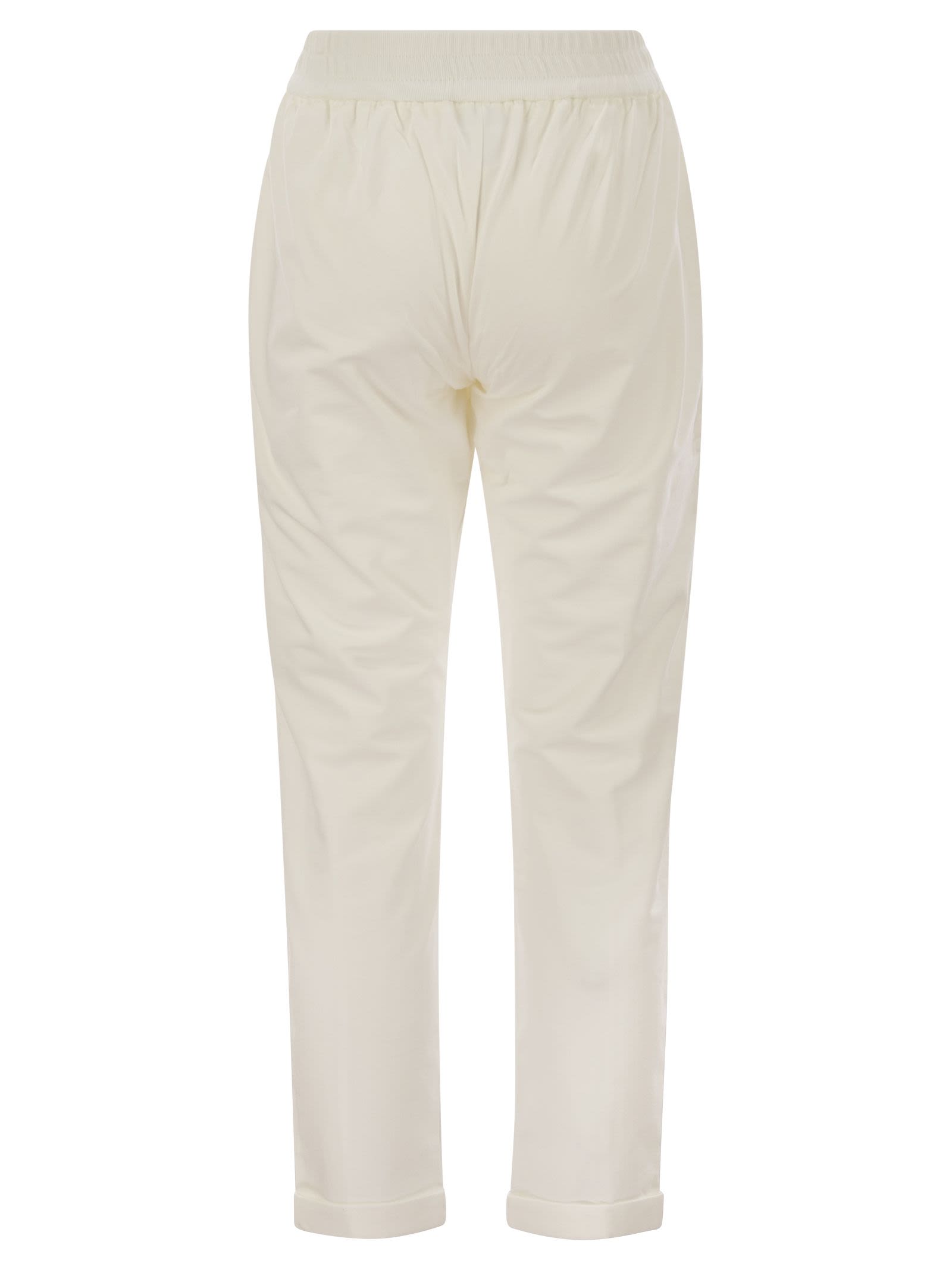 Brunello Cucinelli Women Track Trousers In Lightweight Stretch Cotton Fleece With Moniline