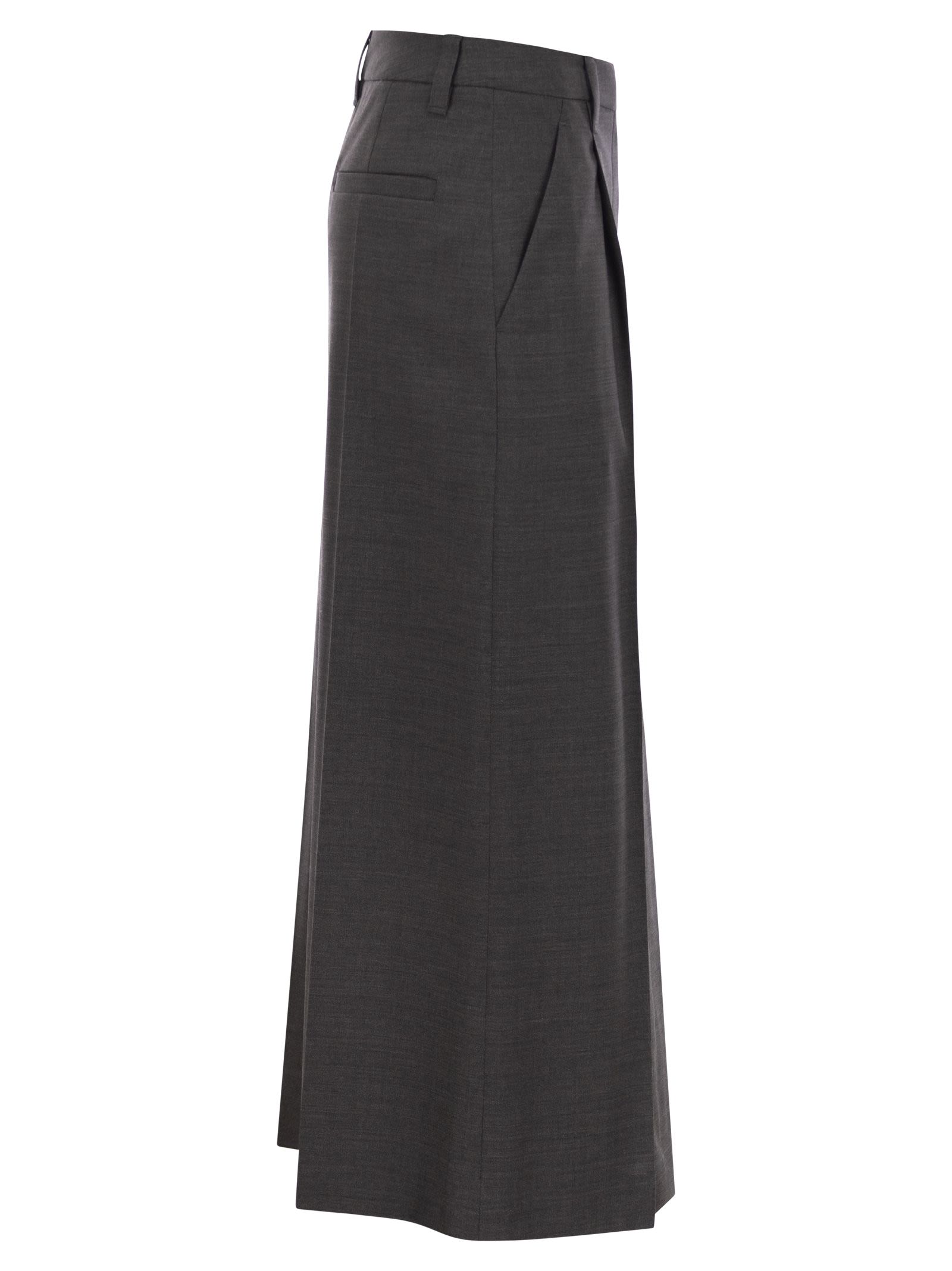 Brunello Cucinelli Women Sartorial Long Skirt In Virgin Wool Canvas