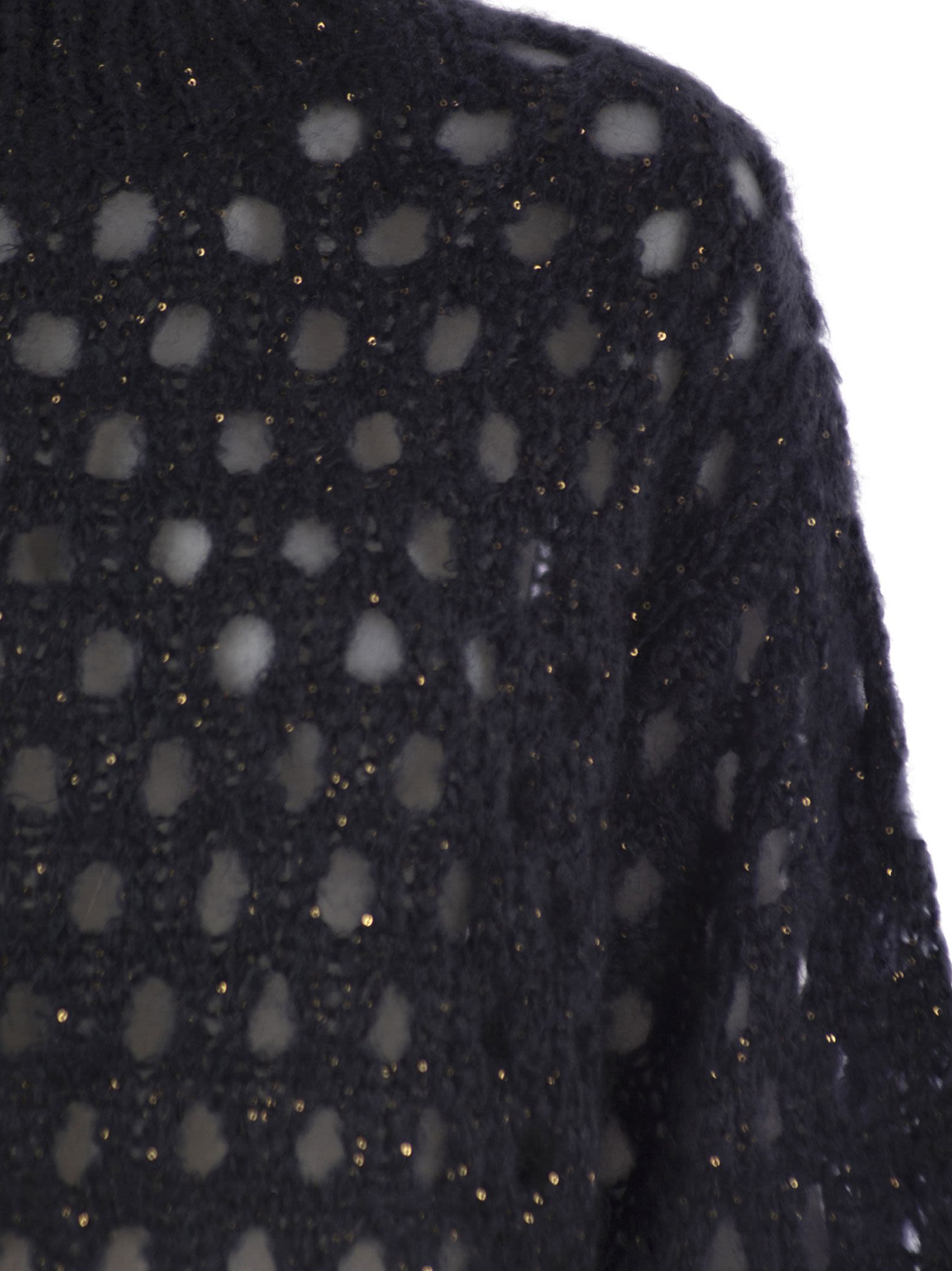 Brunello Cucinelli Women Dazzling Net Turtleneck Sweater Made Of Mohair And Wool Wispy