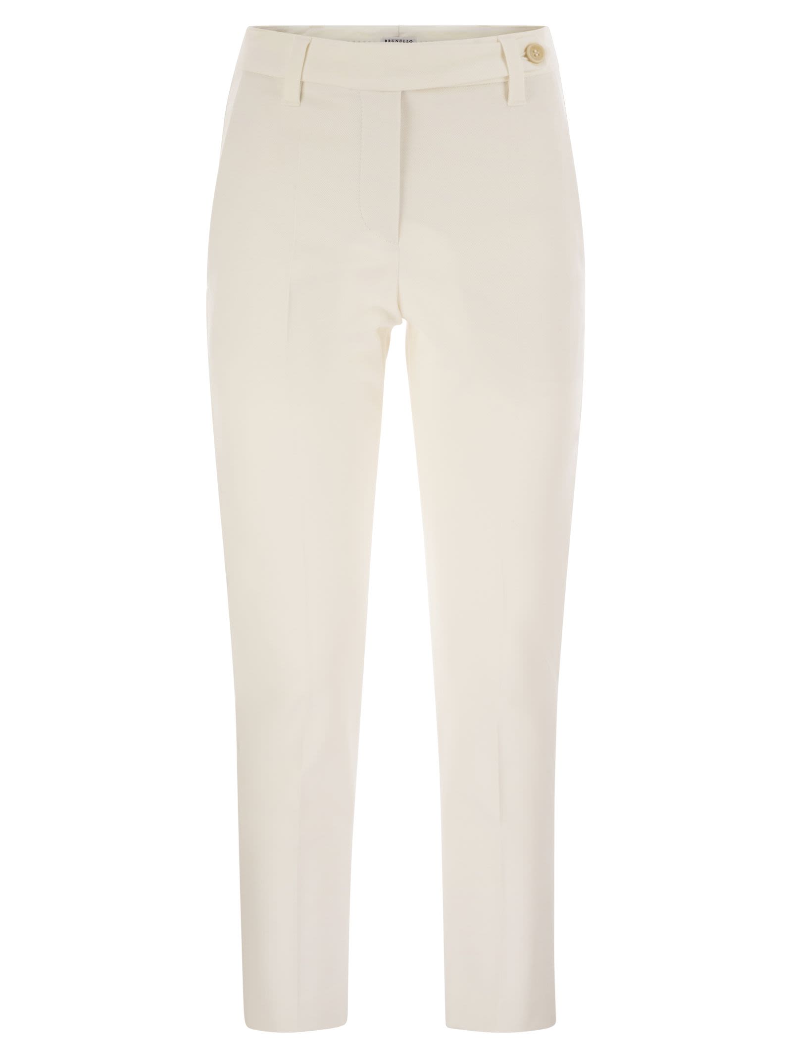 Brunello Cucinelli Women Cigarette Trousers In Stretch Cotton