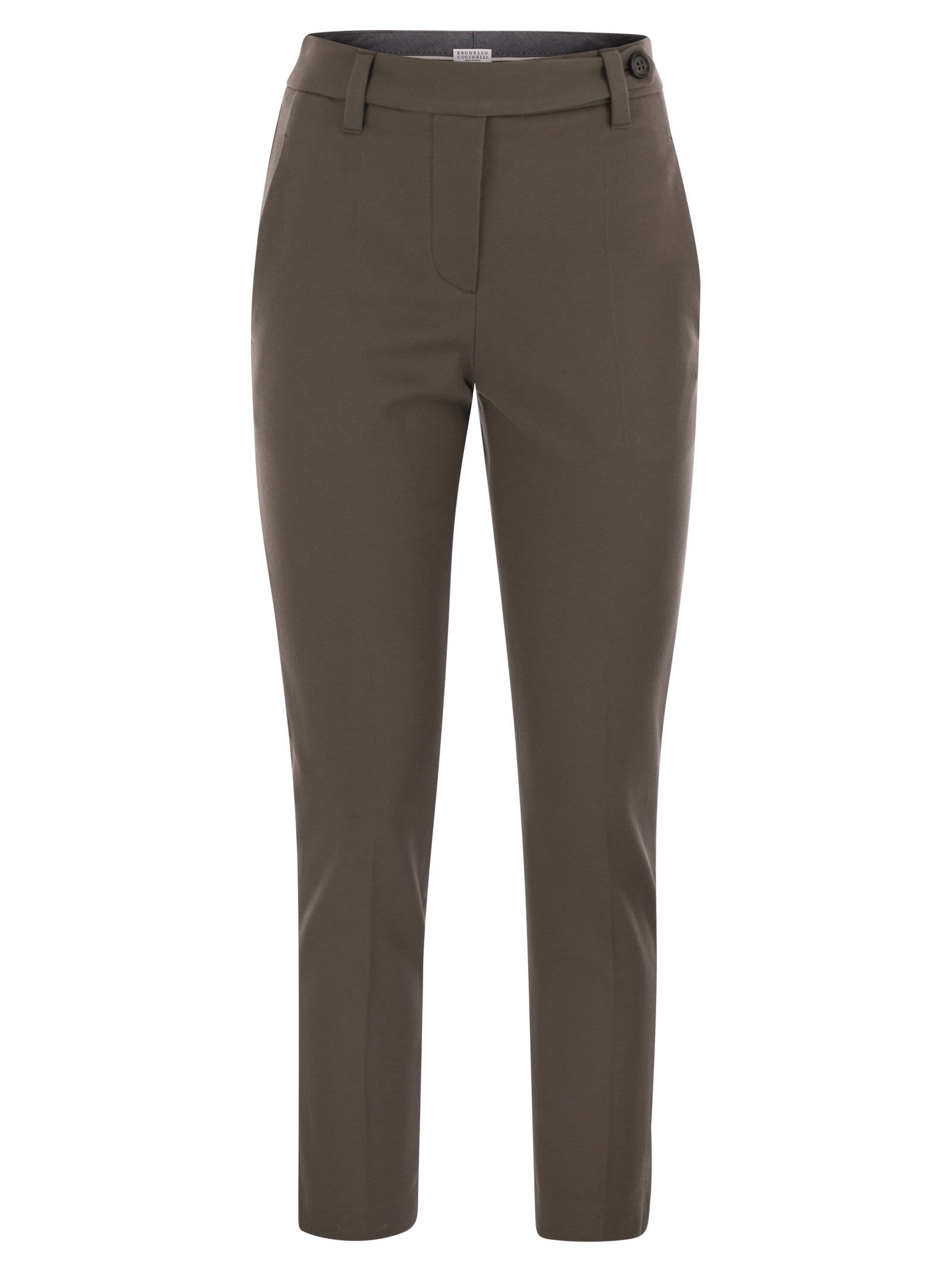 Brunello Cucinelli Women Cigarette Trousers In Stretch Cotton