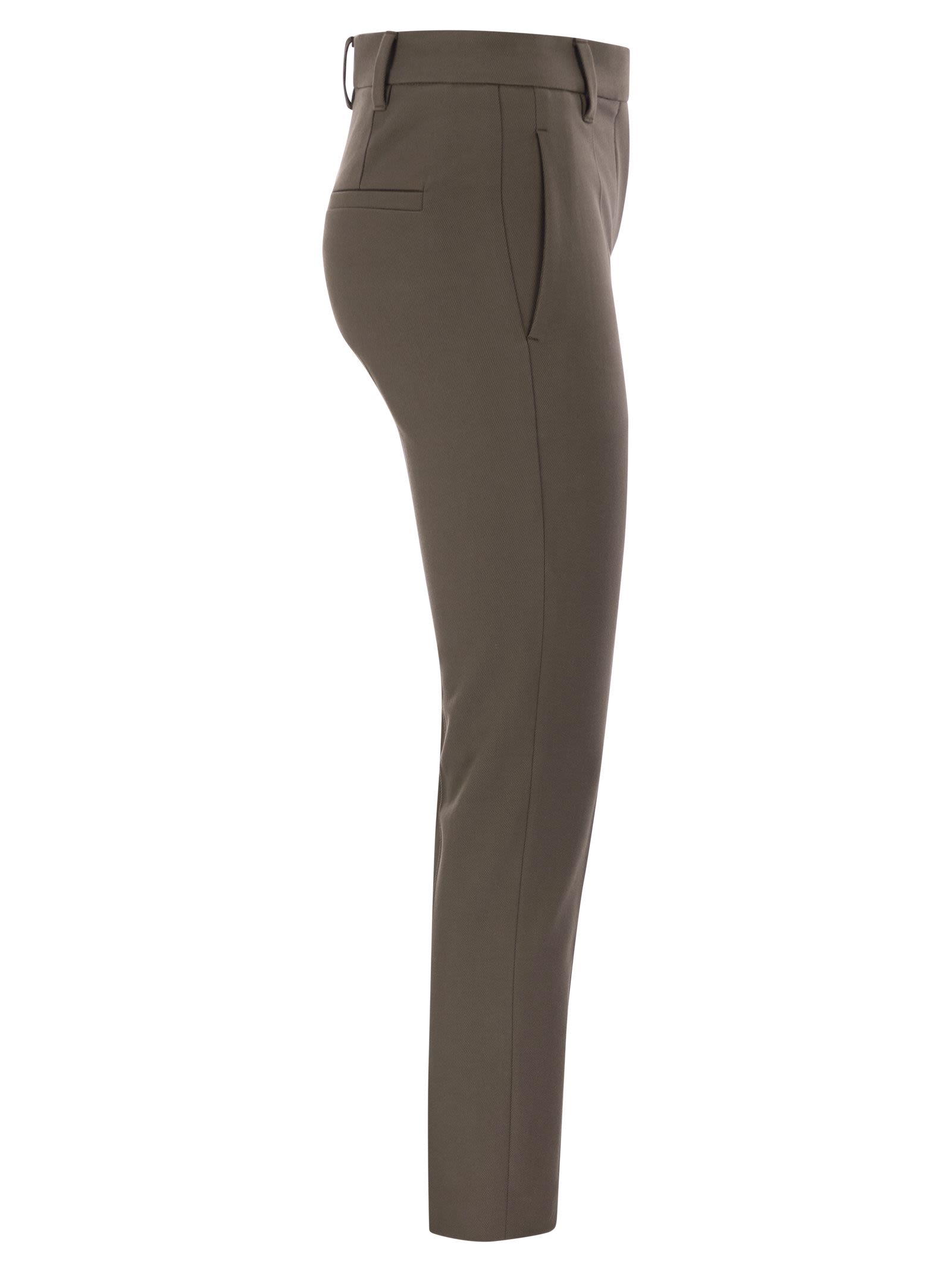Brunello Cucinelli Women Cigarette Trousers In Stretch Cotton