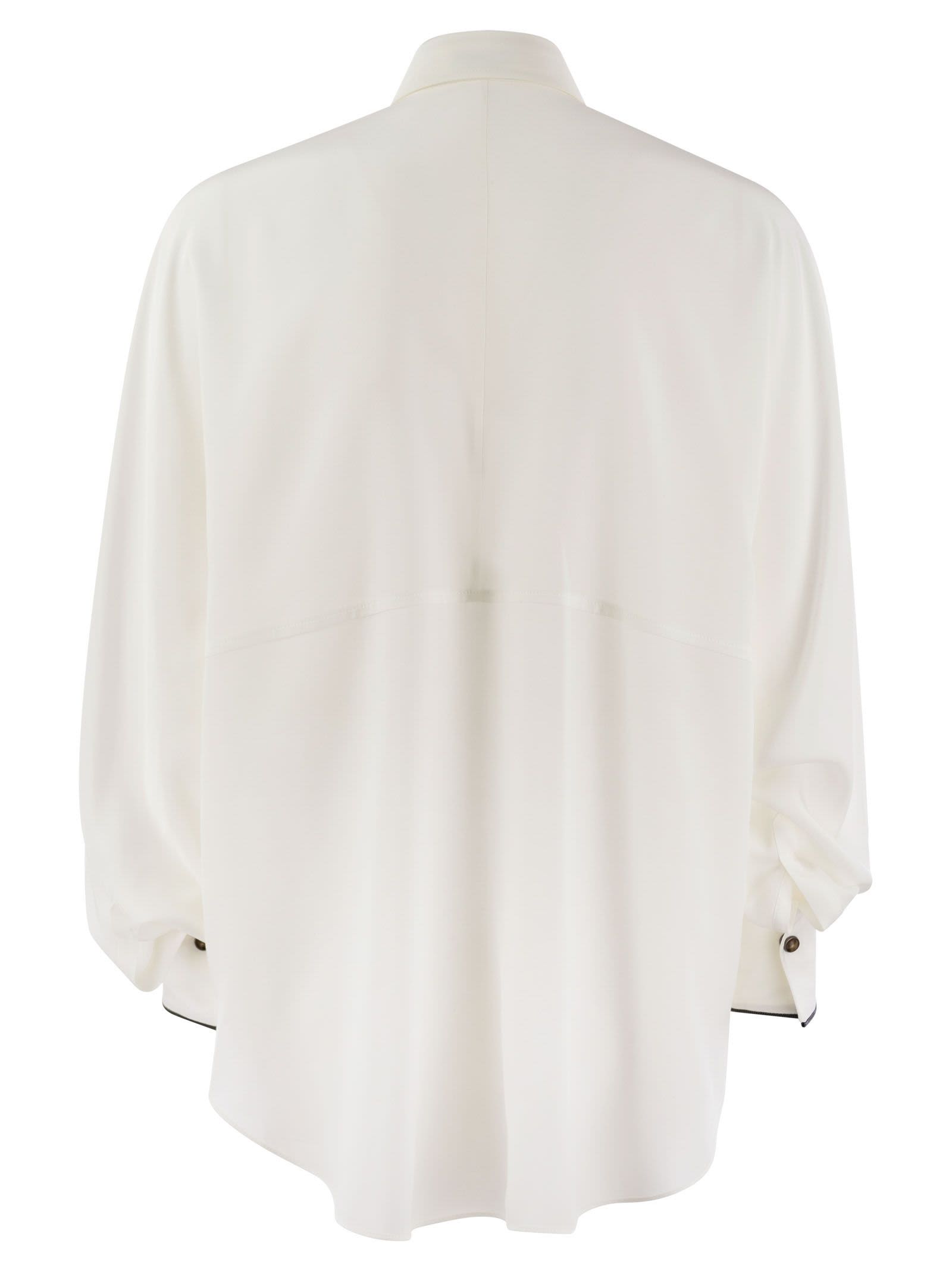Brunello Cucinelli Women Silk Shirt With Snaps And Pockets