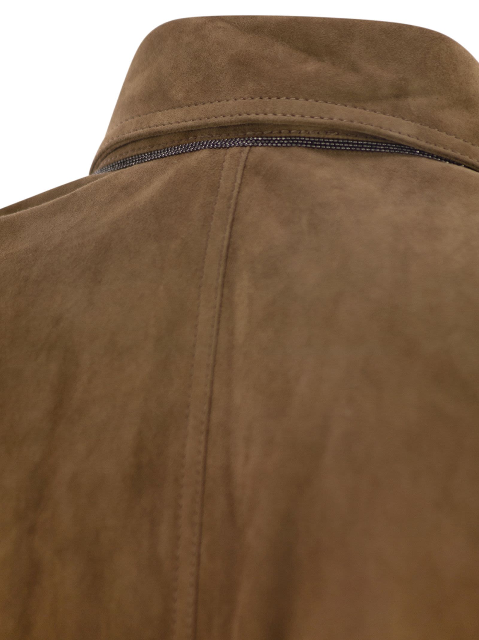 Brunello Cucinelli Women Suede Shirt With Jewellery