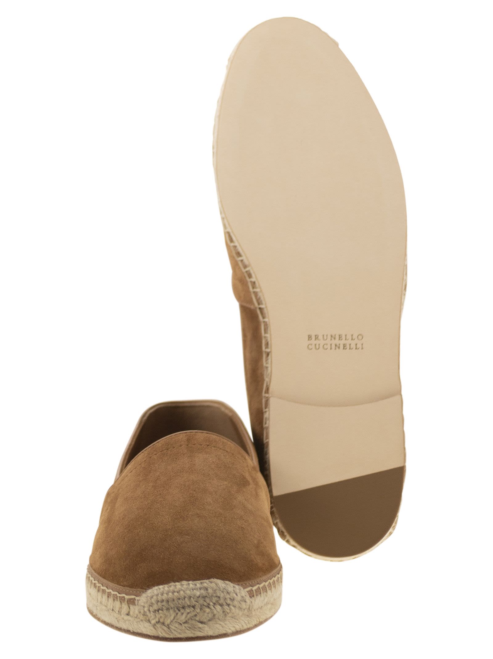 Brunello Cucinelli Men Washed Suede Espadrilles With Beading