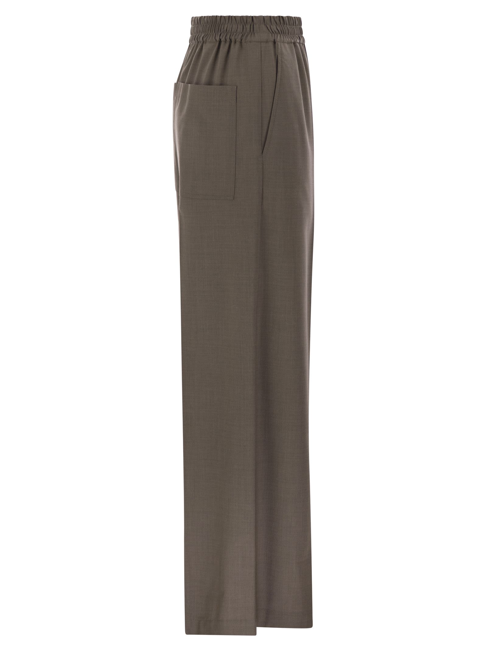 Brunello Cucinelli Women Tropical Luxury Wool Loose Trousers