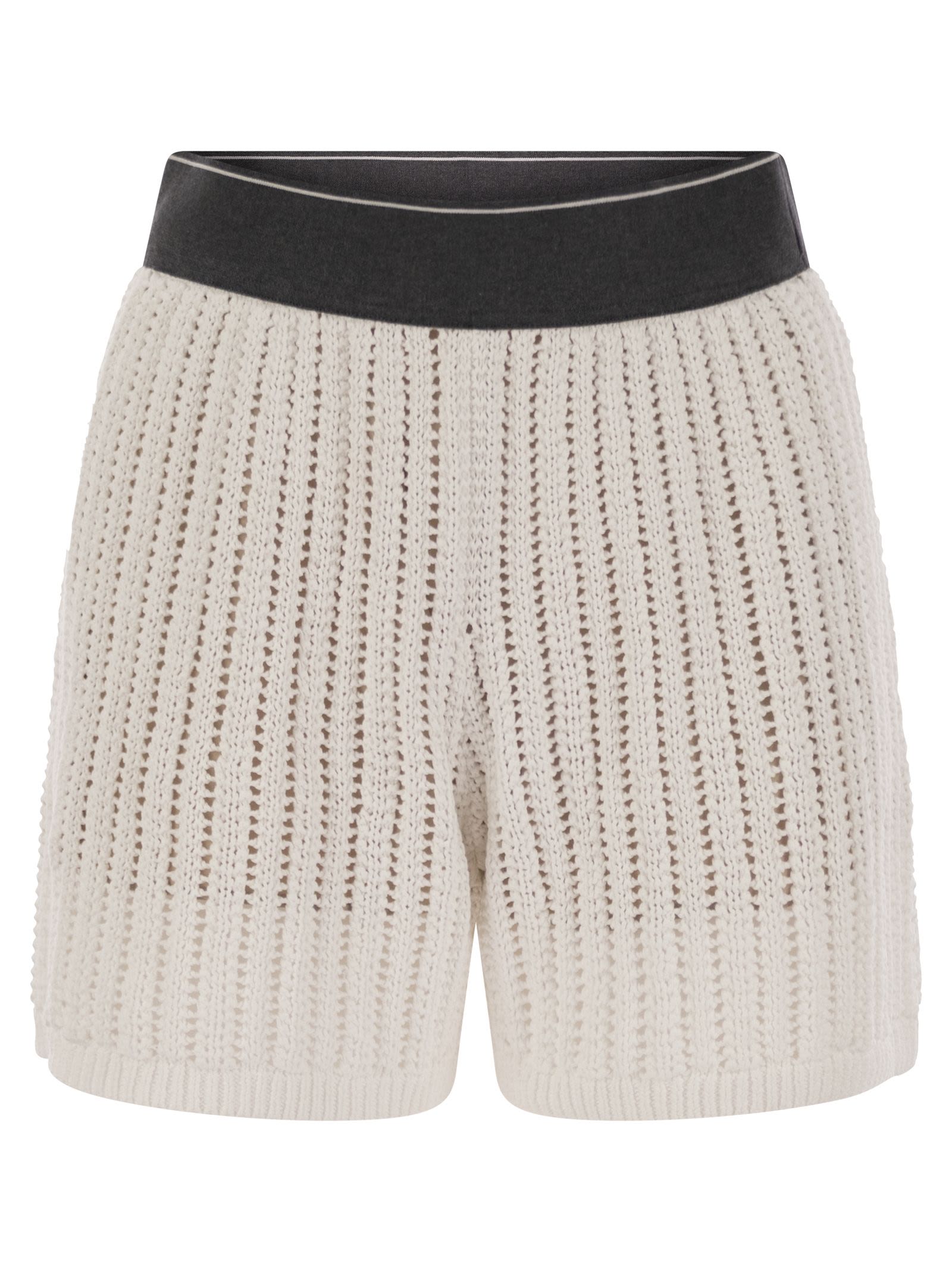 Brunello Cucinelli Women Cotton Net Knit Shorts
