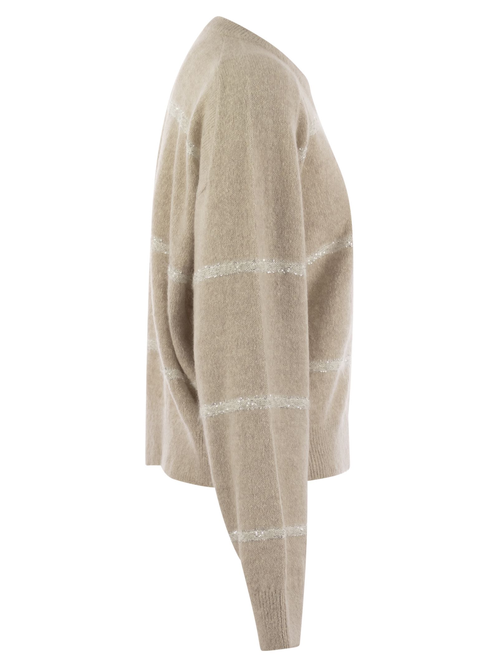 Brunello Cucinelli Women Alpaca, Cotton And Wool Sweater With Sequins