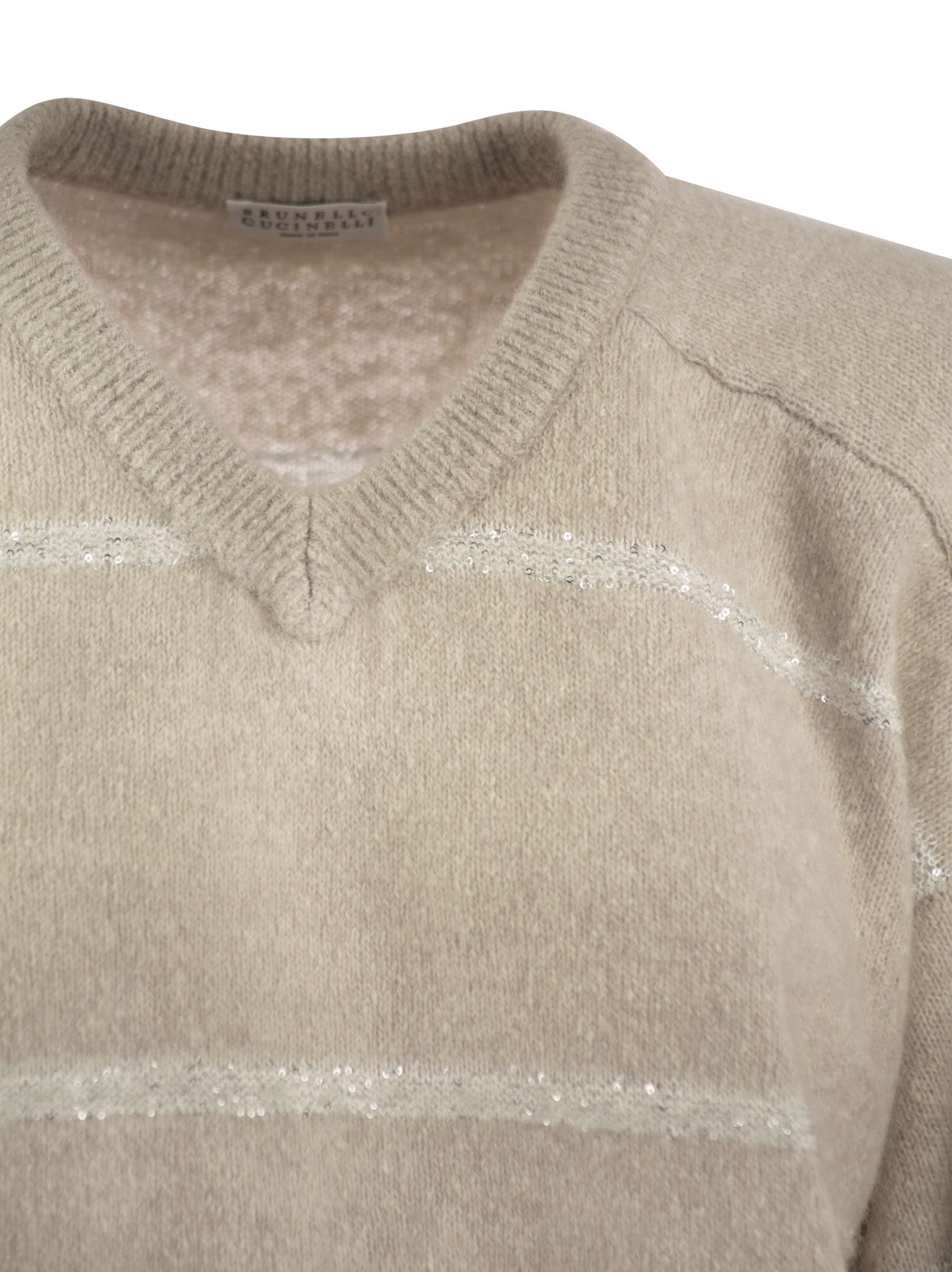 Brunello Cucinelli Women Alpaca, Cotton And Wool Sweater With Sequins