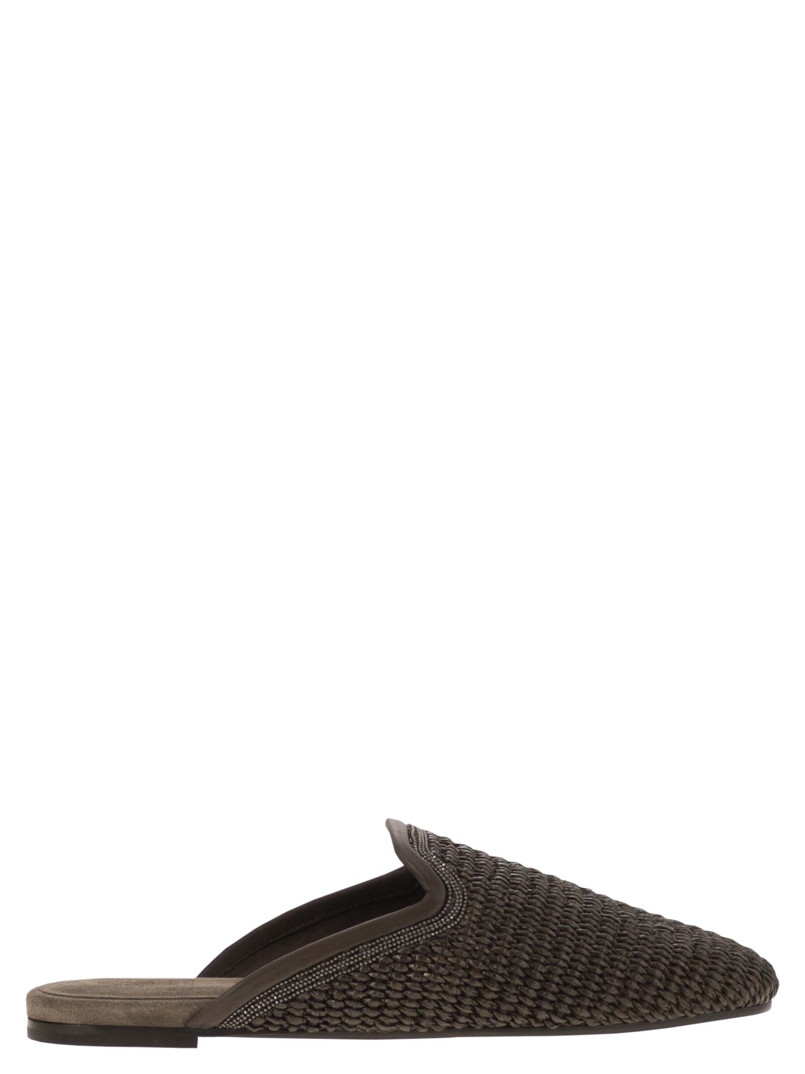 Brunello Cucinelli Women Techno Raffia Slipper With Precious Trim