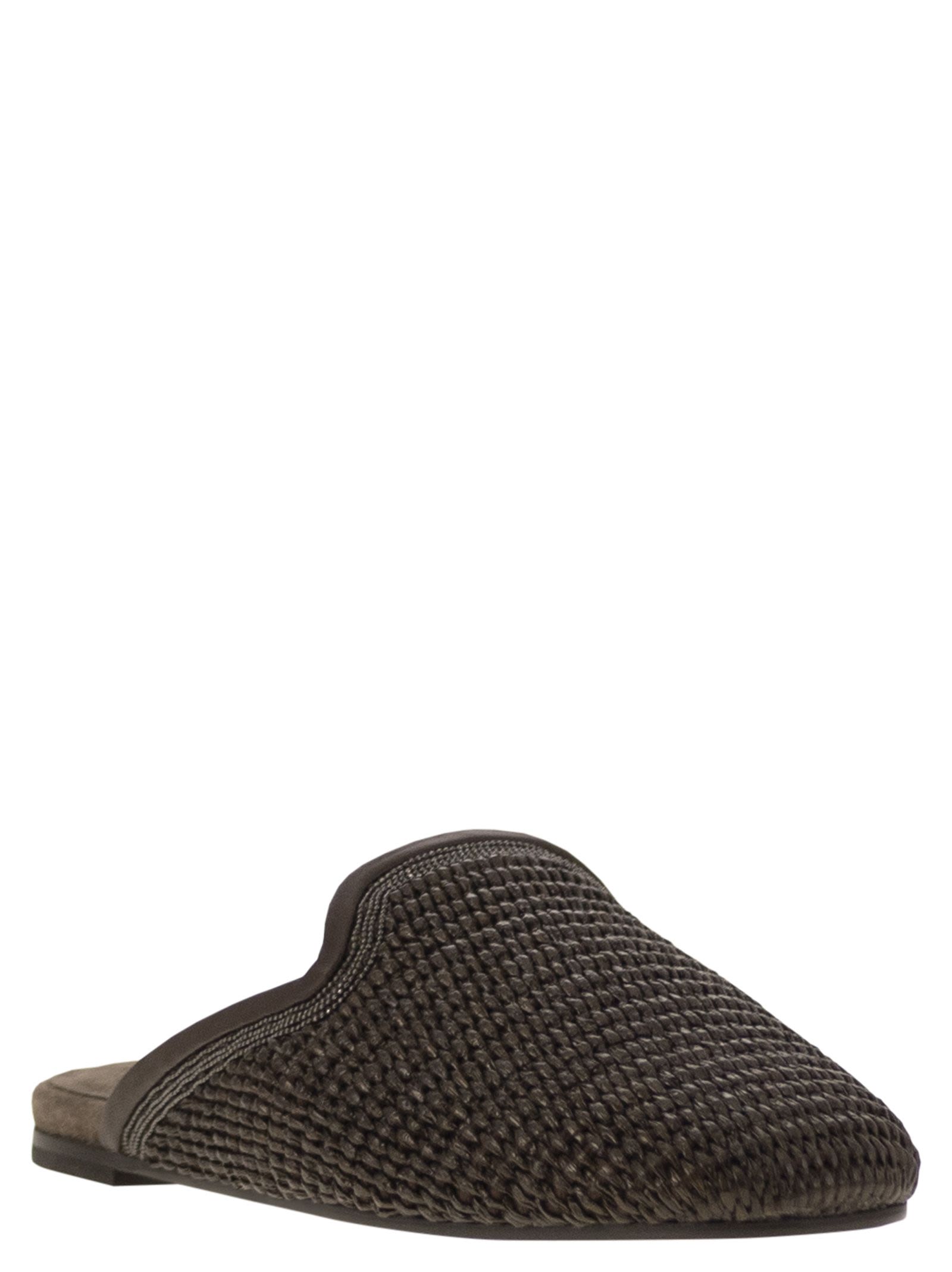 Brunello Cucinelli Women Techno Raffia Slipper With Precious Trim