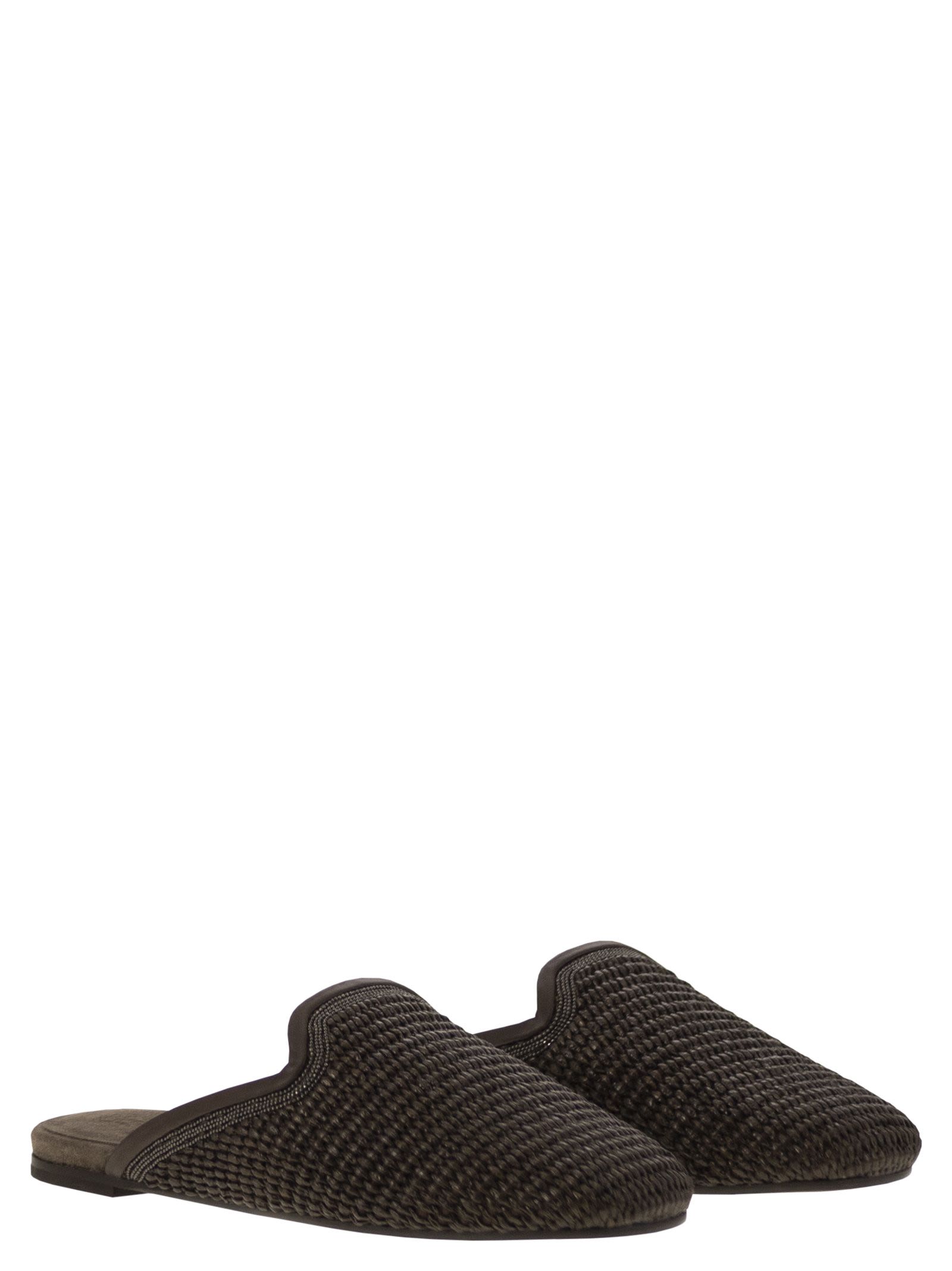 Brunello Cucinelli Women Techno Raffia Slipper With Precious Trim