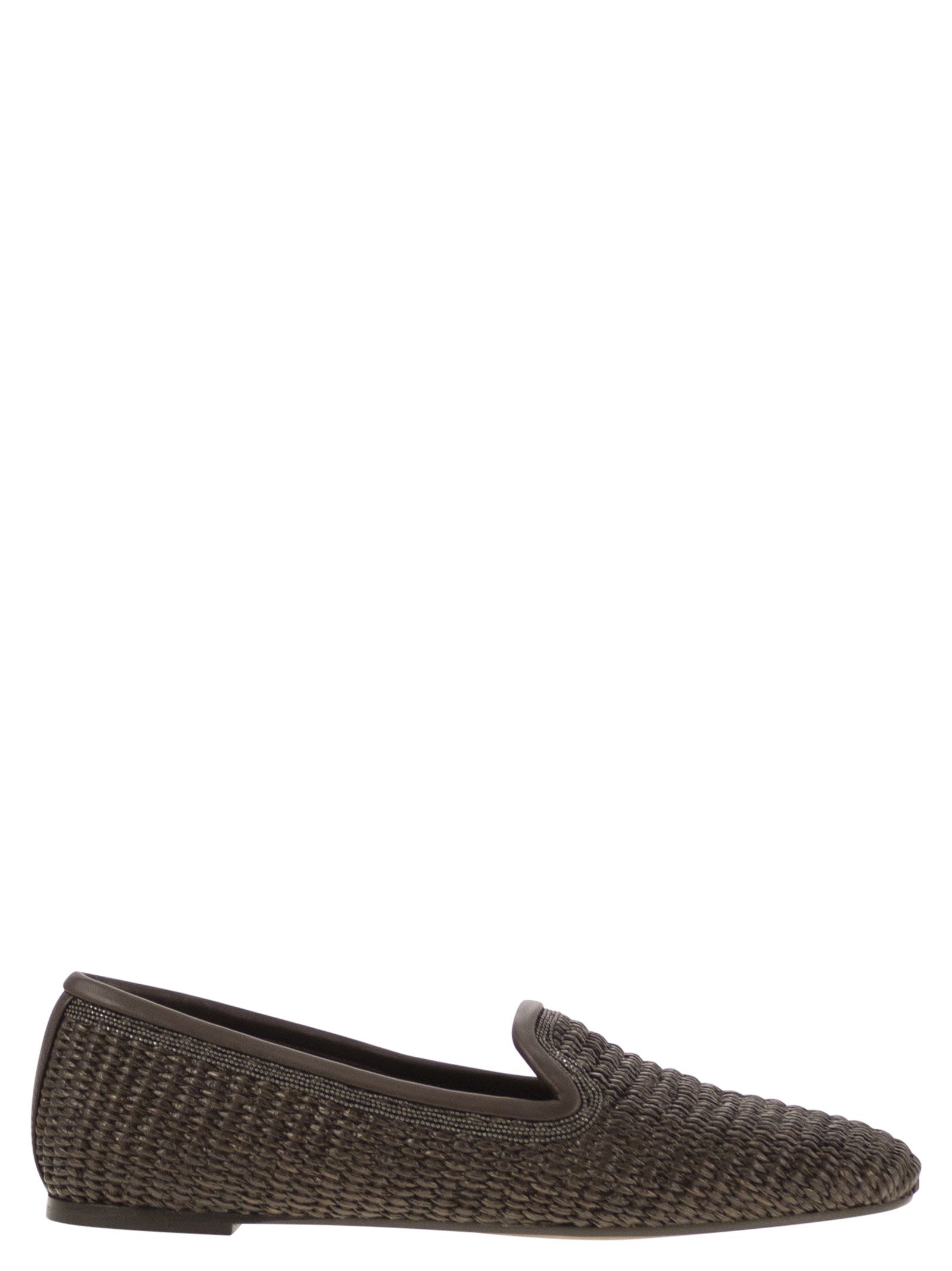 Brunello Cucinelli Women Techno Raffia Slipper With Precious Trim