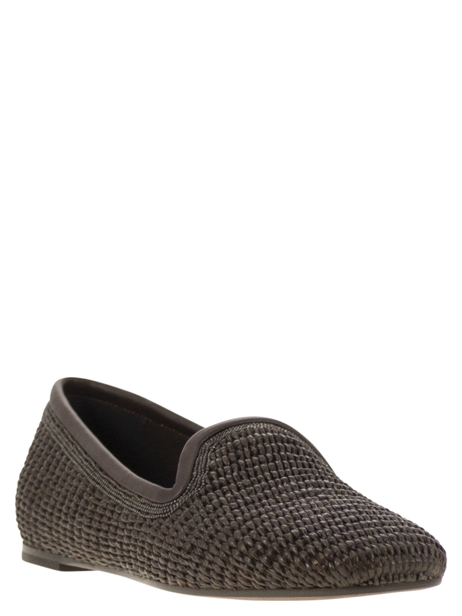 Brunello Cucinelli Women Techno Raffia Slipper With Precious Trim