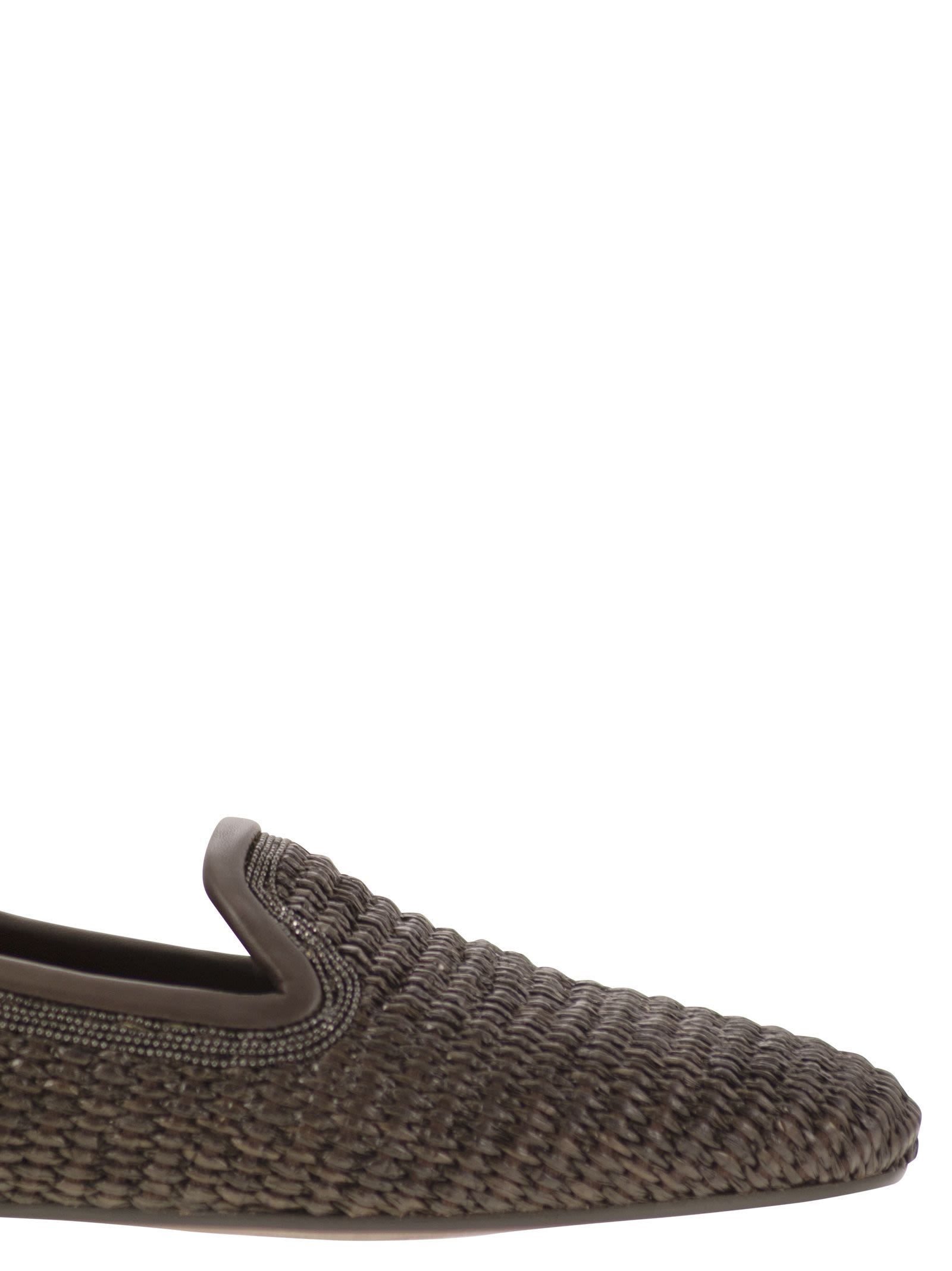 Brunello Cucinelli Women Techno Raffia Slipper With Precious Trim