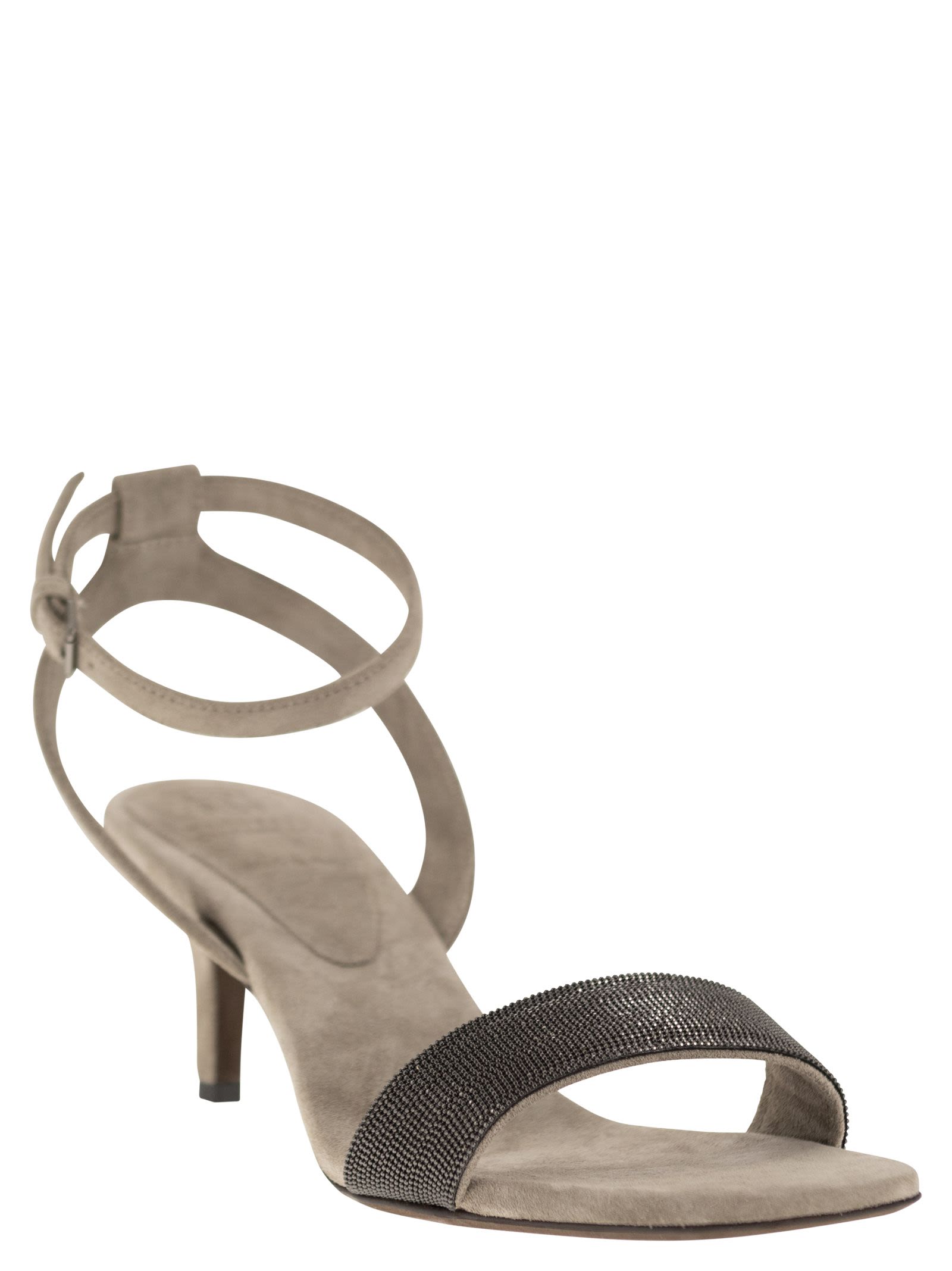 Brunello Cucinelli Women Suede Sandals With Precious Insert