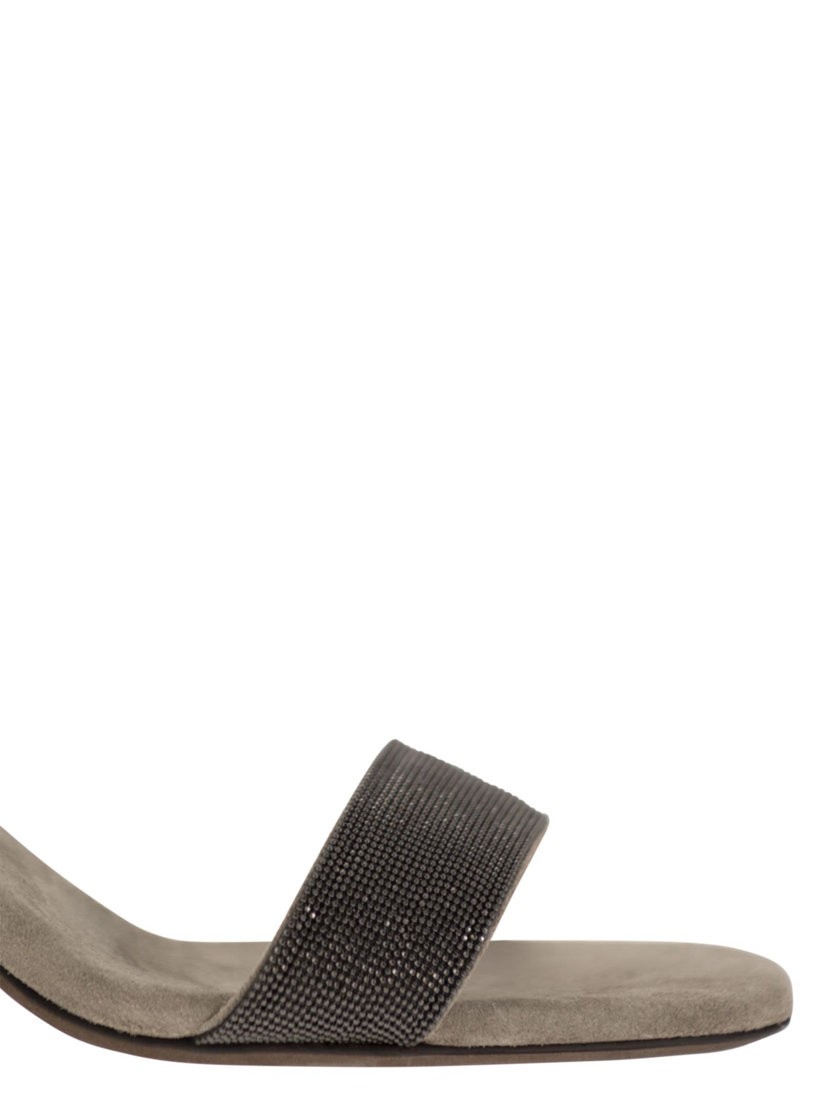 Brunello Cucinelli Women Suede Sandals With Precious Insert