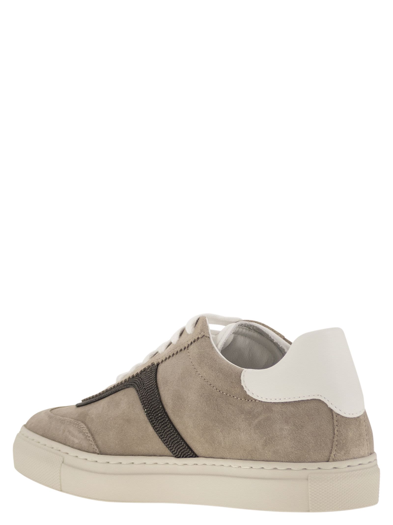 Brunello Cucinelli Women Suede Trainers With Precious Detailing