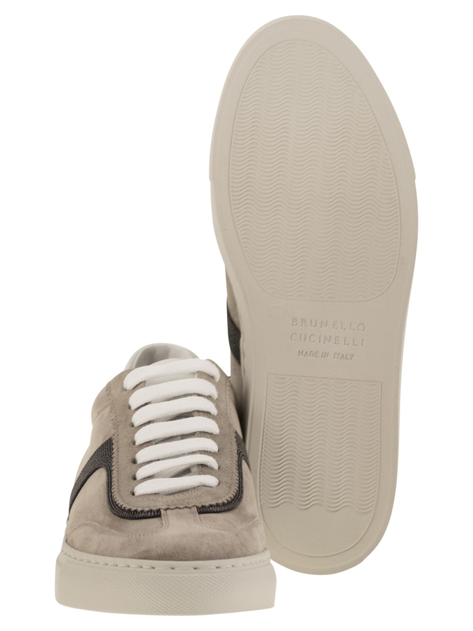 Brunello Cucinelli Women Suede Trainers With Precious Detailing