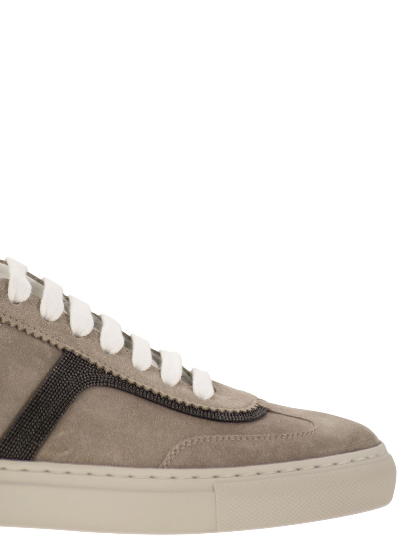 Brunello Cucinelli Women Suede Trainers With Precious Detailing