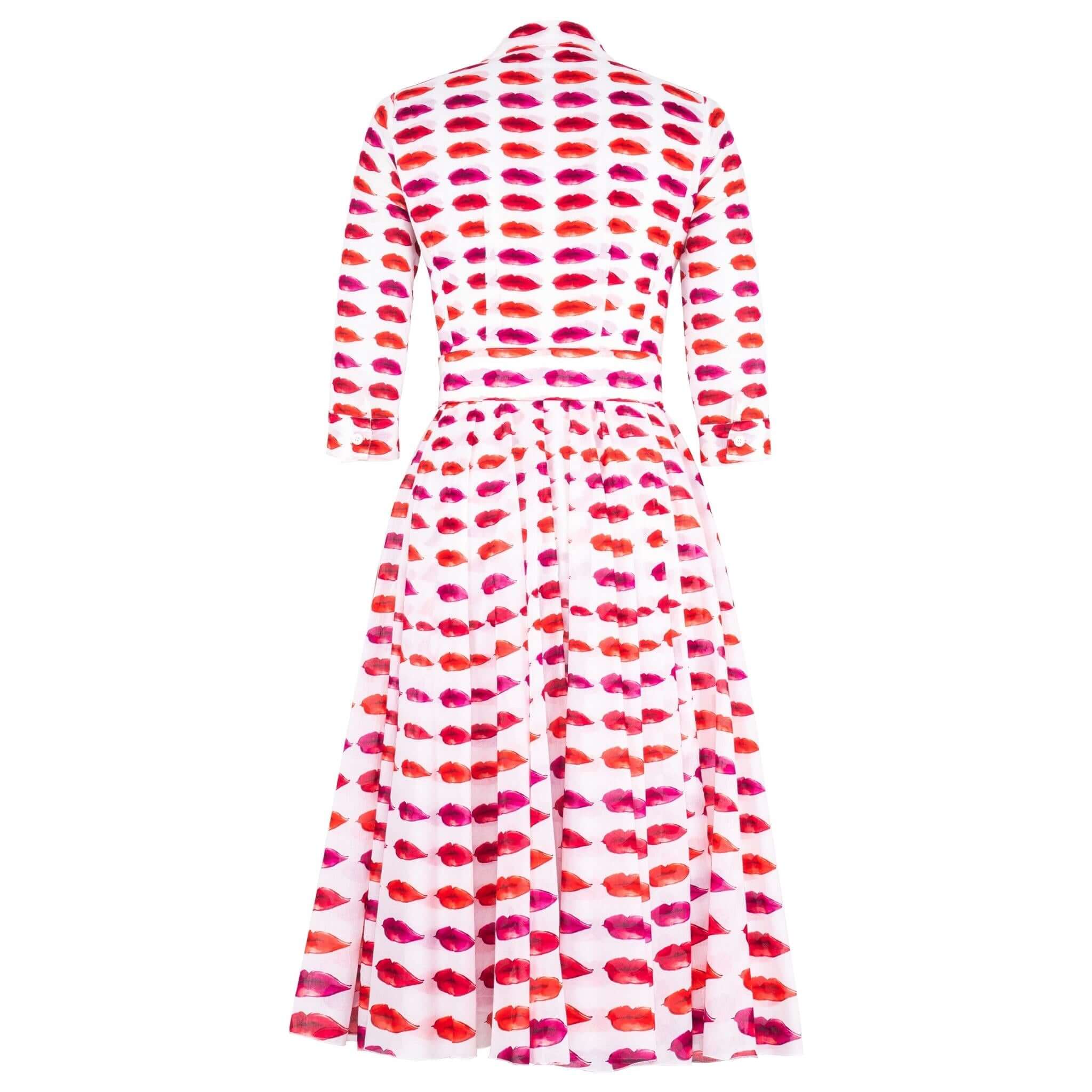 Aster Dress Watercolor Lips White Red Dress