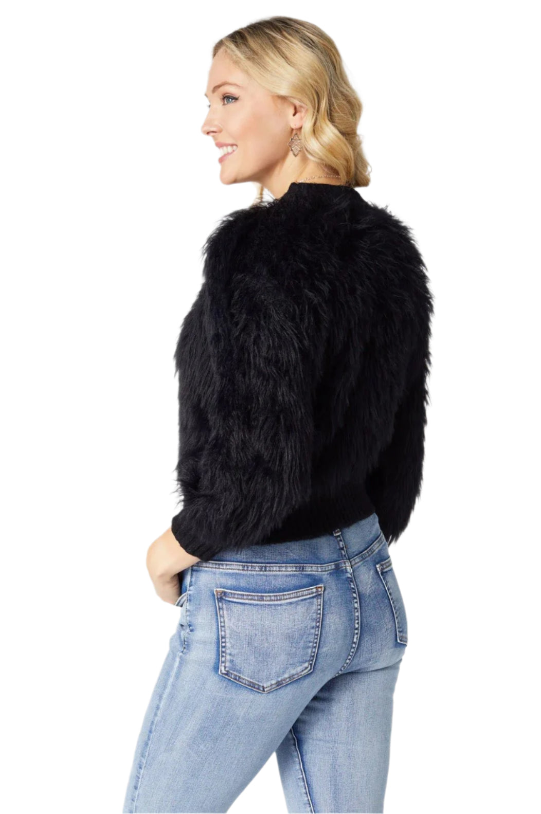 Coco + Carmen Imani Cable Knit Faux Fur Sweater 2439061