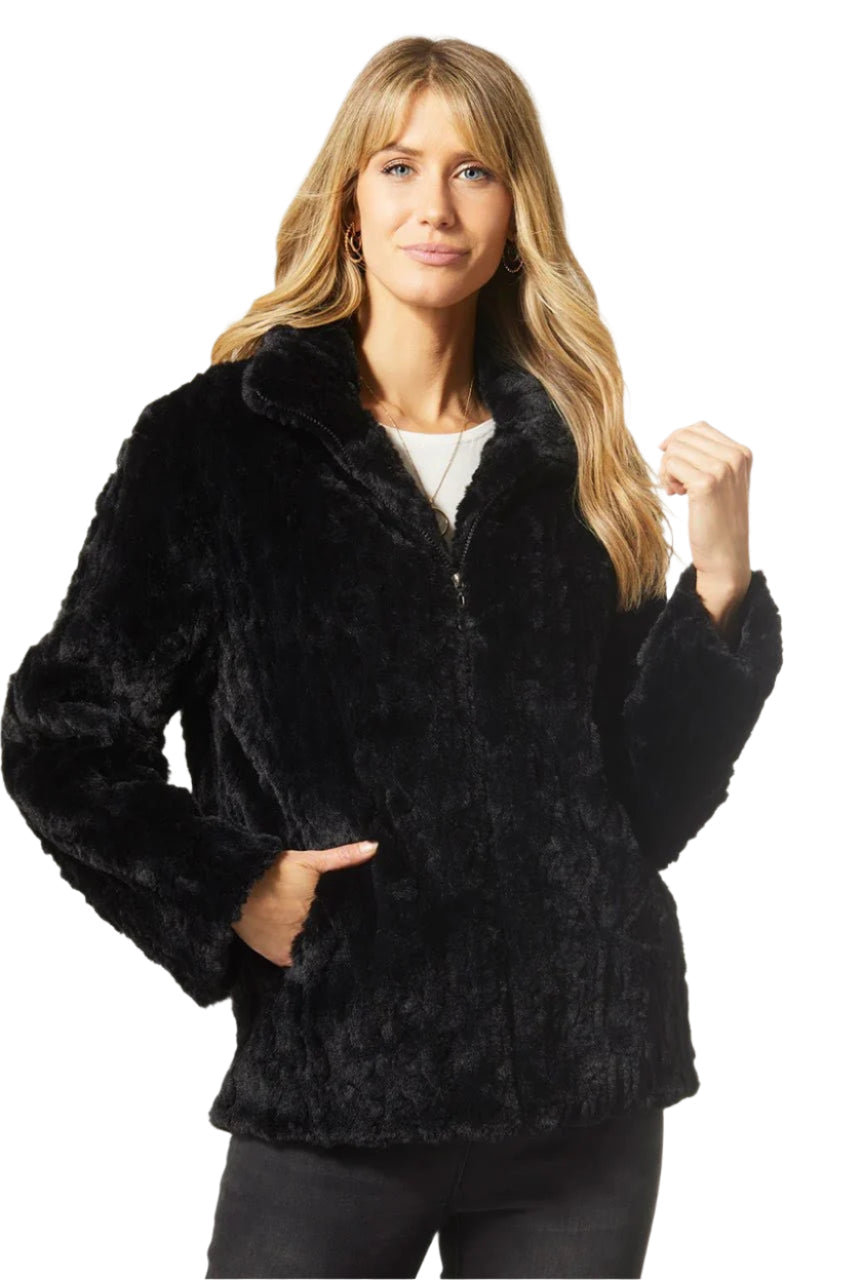 Coco + Carmen Harper Faux Fur Zip-Up Coat 2339080