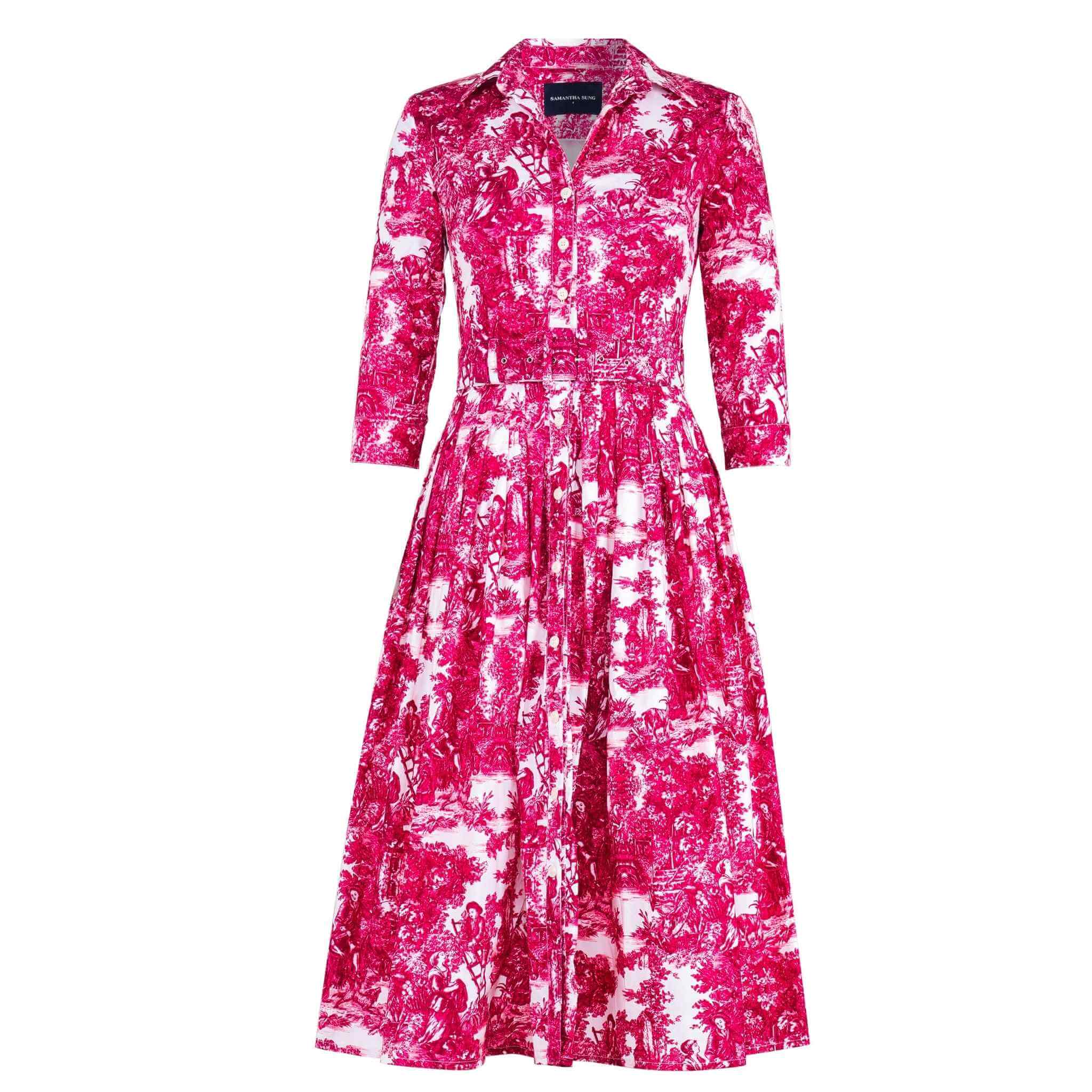Audrey Dress #2 Antilles Toile White Pink