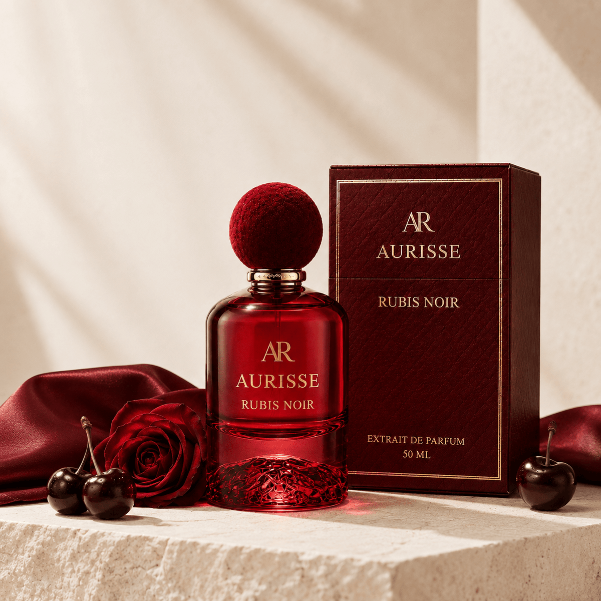Aurisse Rubis Noir — Rose & Musk Perfume for Women, 50ml